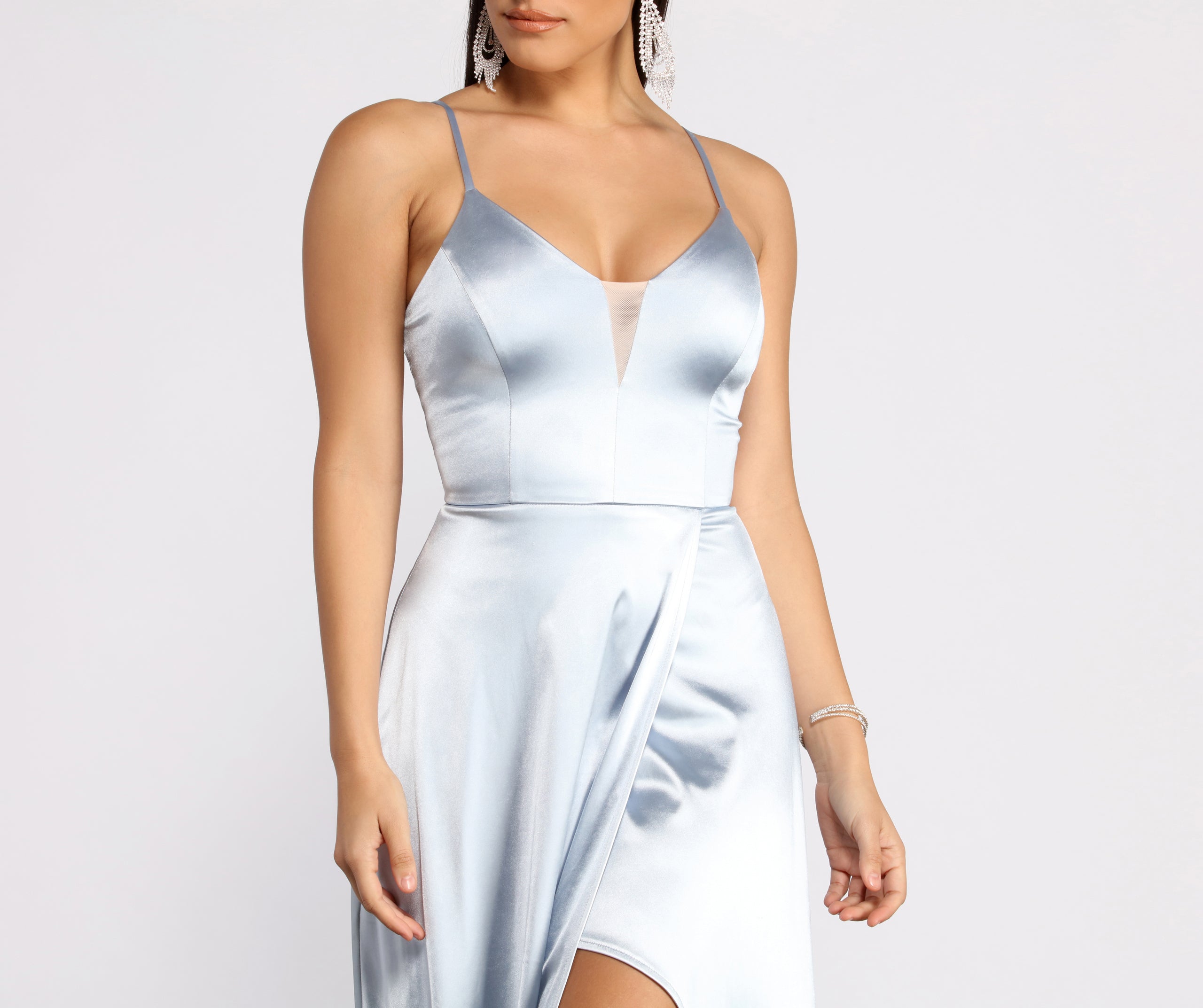 Ilana Satin Column Gown - NAVY
