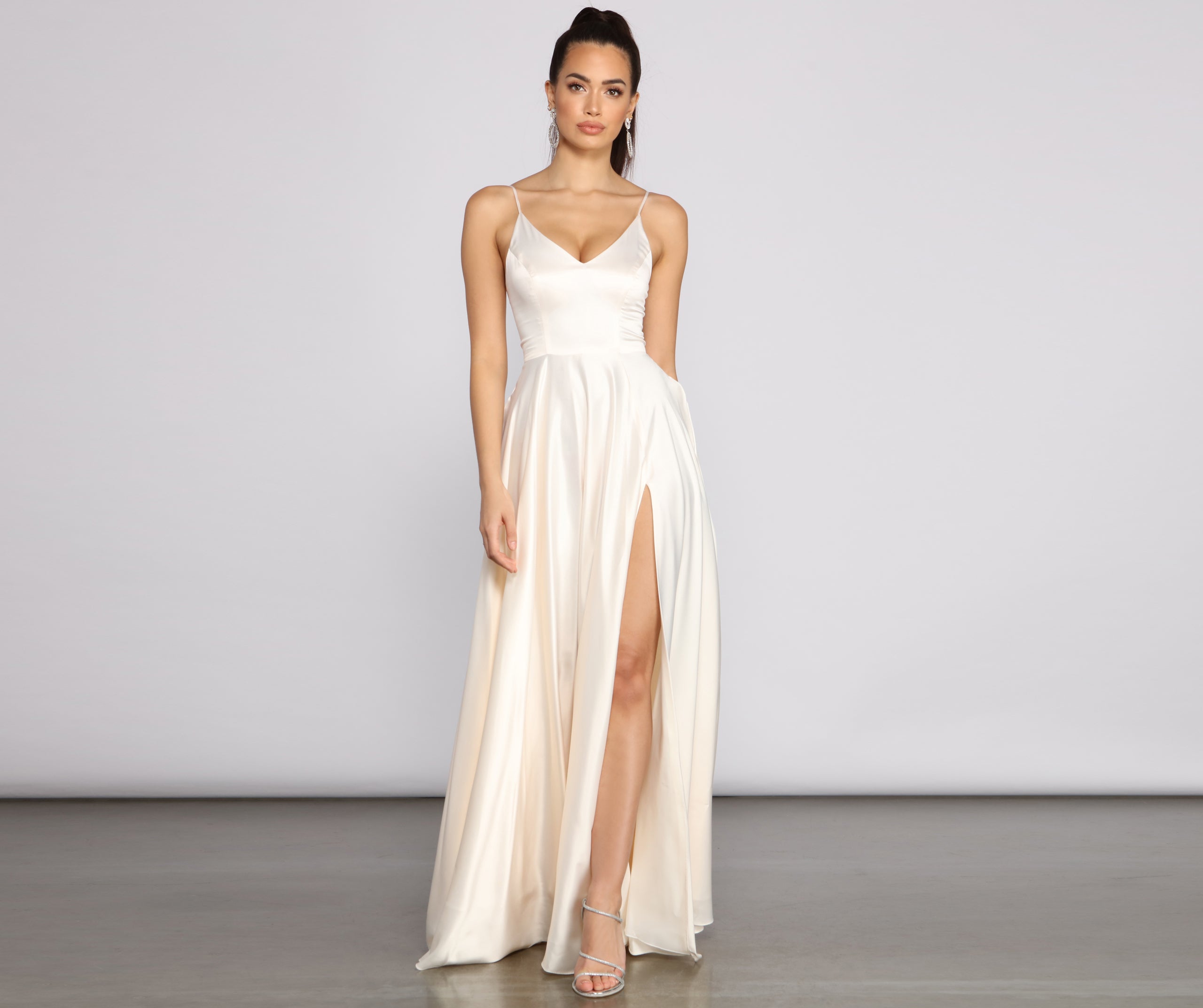 Juliet Formal High Slit Dress - IVORY