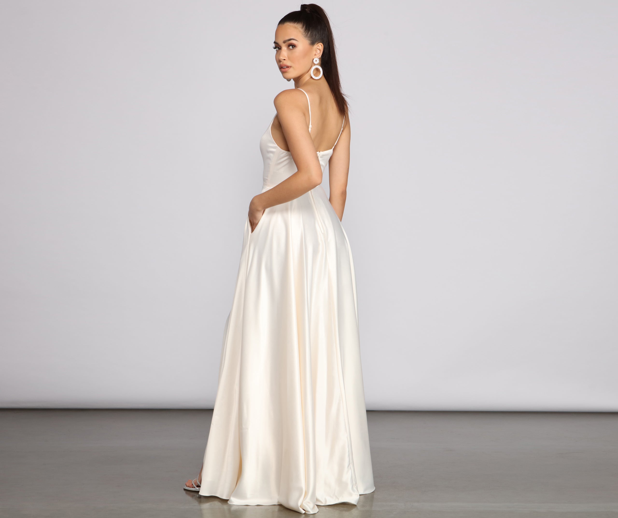 Juliet Formal High Slit Dress - IVORY