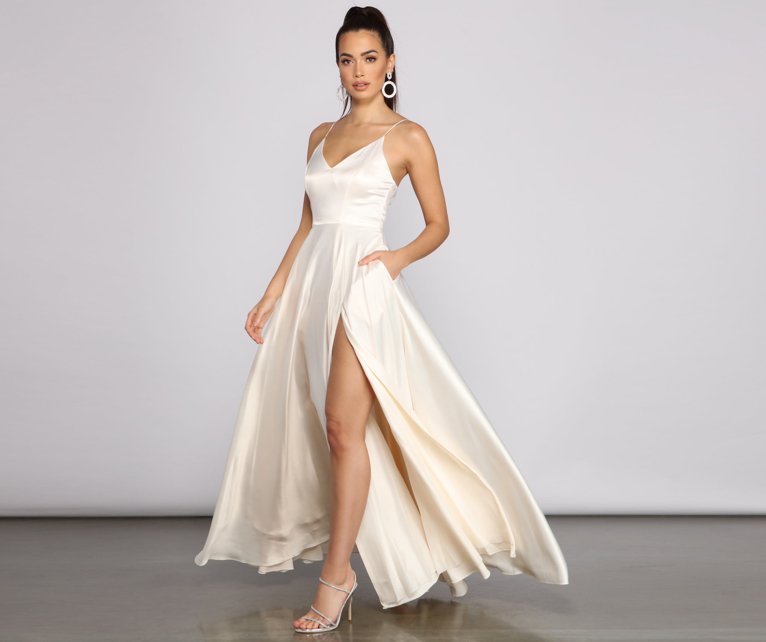 Juliet Formal High Slit Dress - IVORY