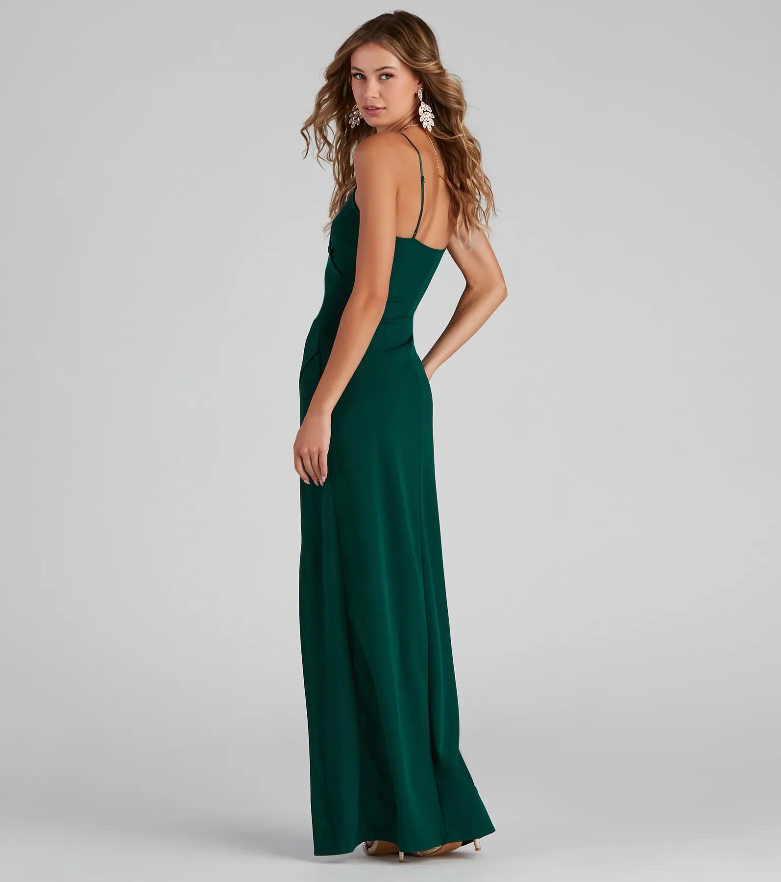 Sasha Formal High Slit Wrap Dress - HUNTER