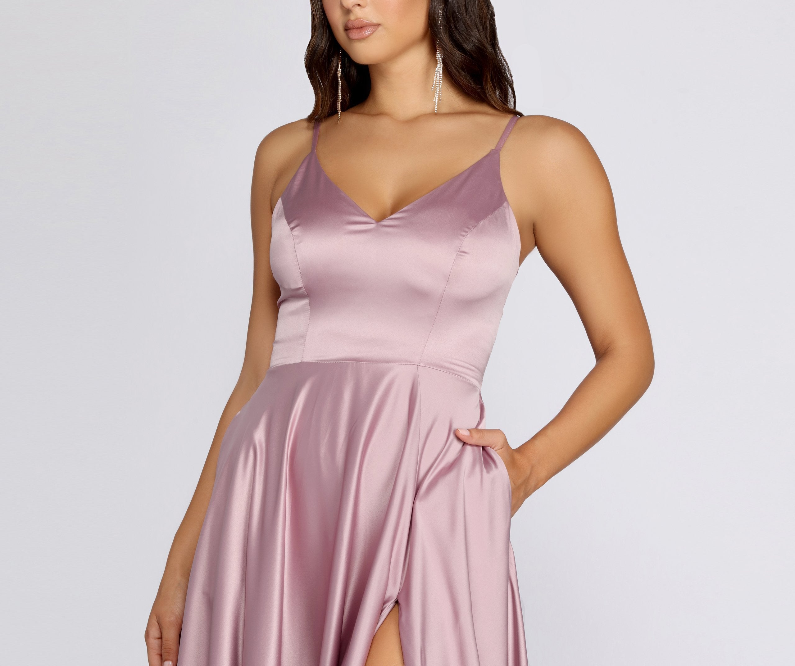 Juliet Formal High Slit Dress - MAUVE