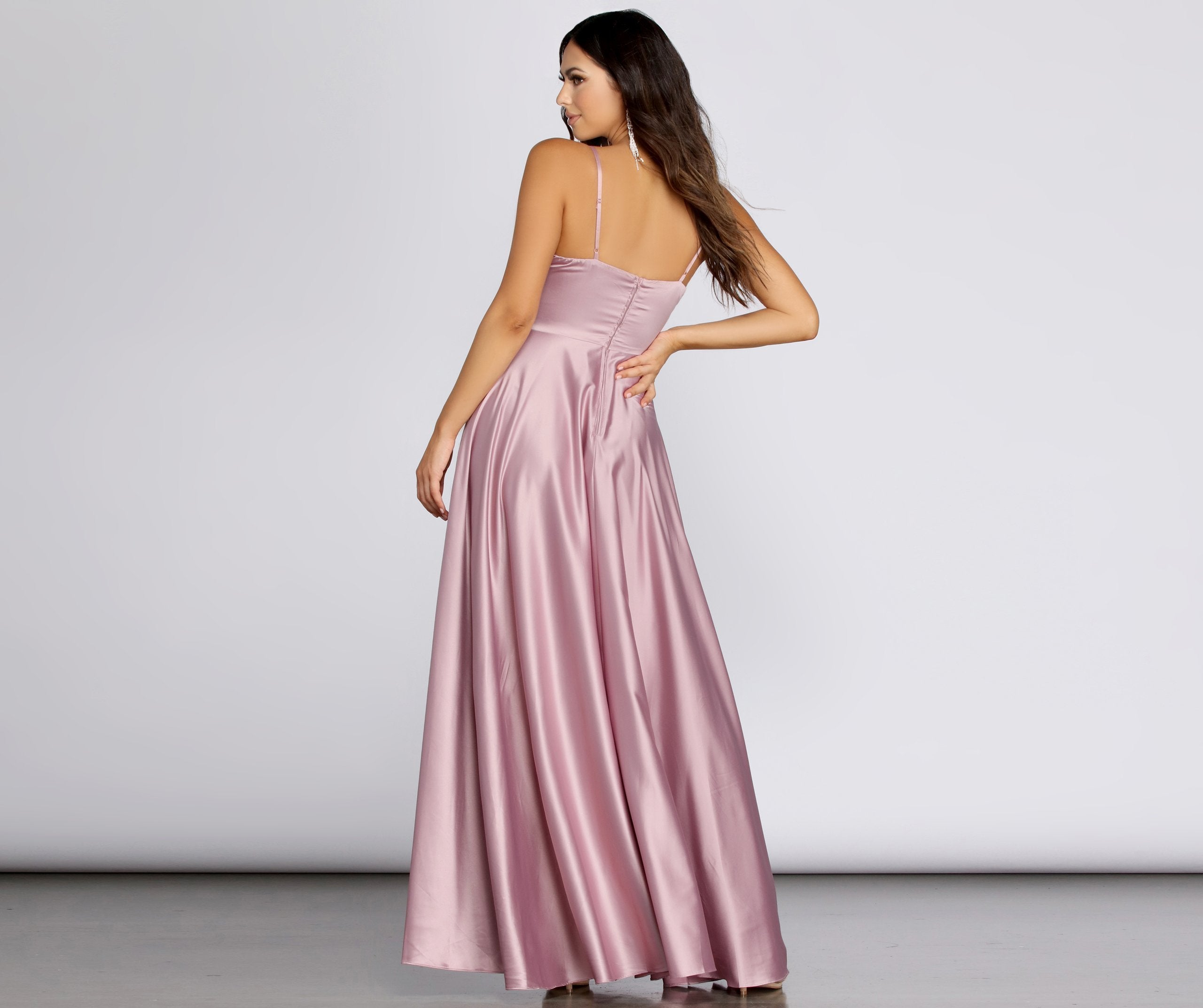 Juliet Formal High Slit Dress - MAUVE