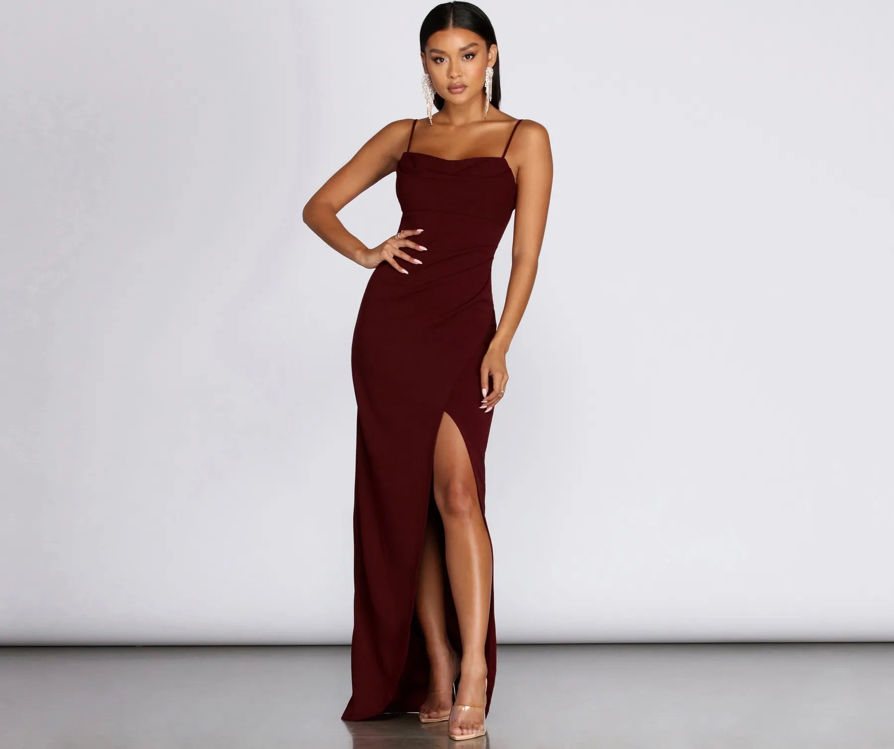 Tamara Formal Sleeveless Wrap Dress - BURGUNDY
