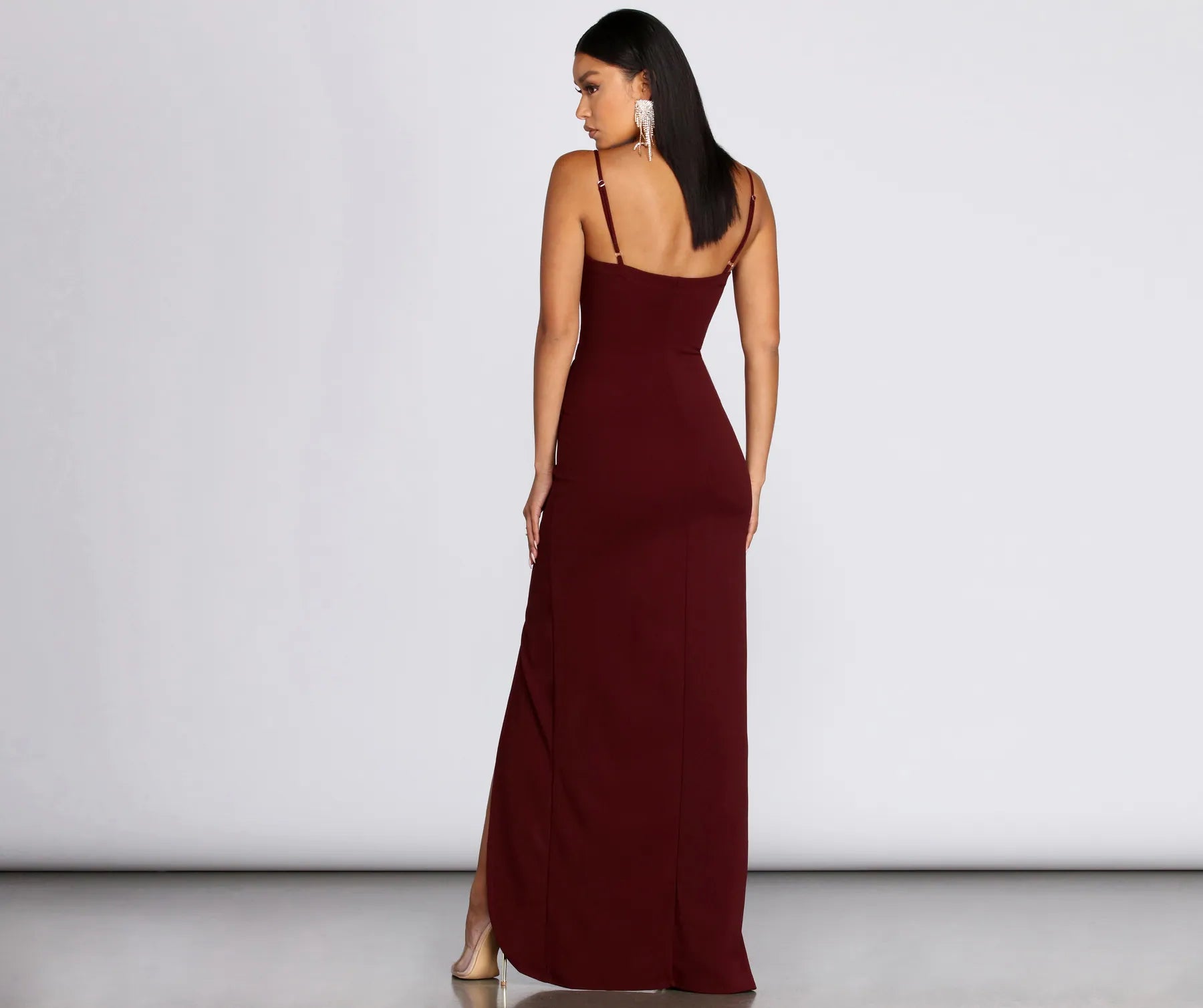 Tamara Formal Sleeveless Wrap Dress - BURGUNDY