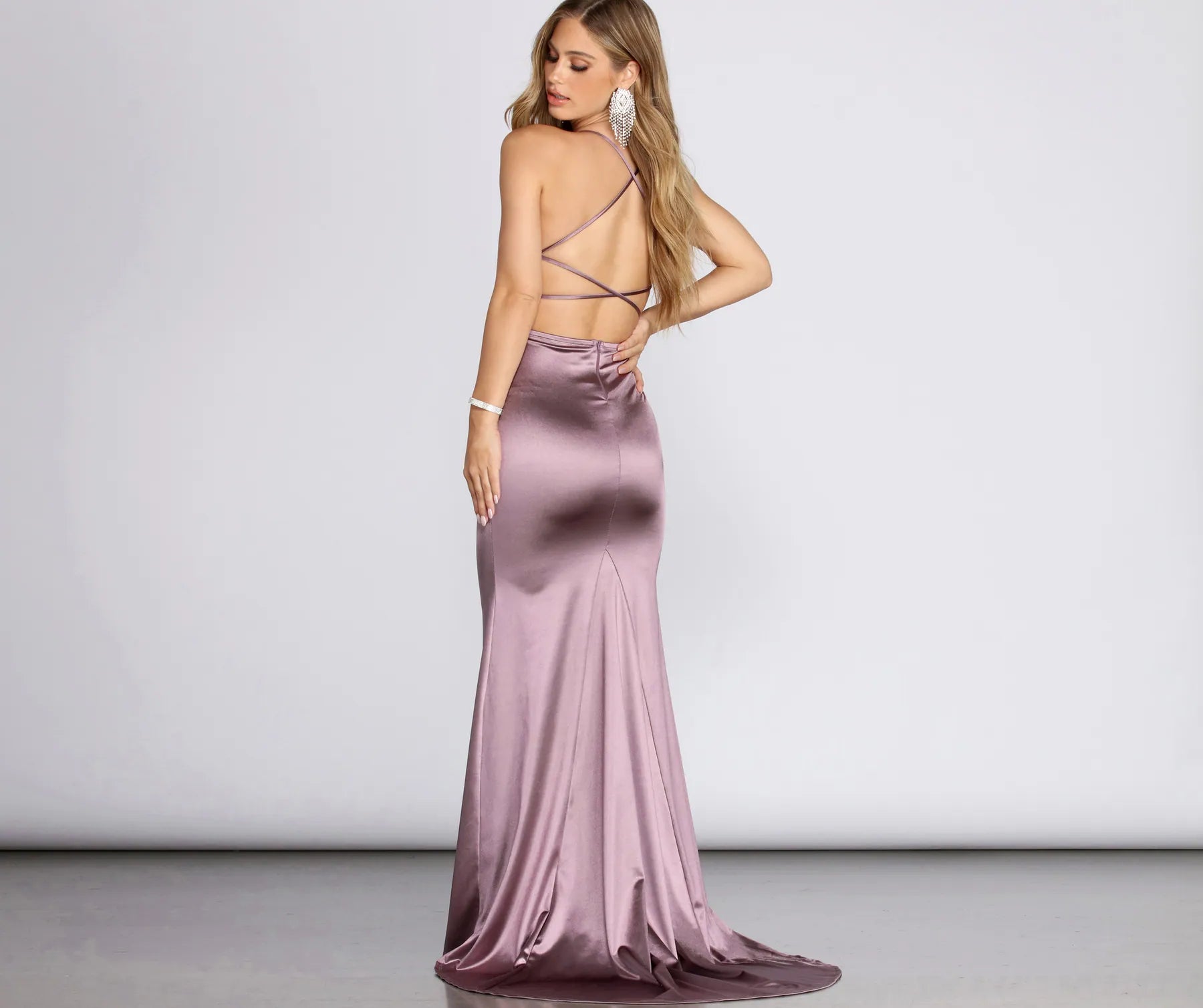 Nola Darling Satin Evening Gown - LAVENDER