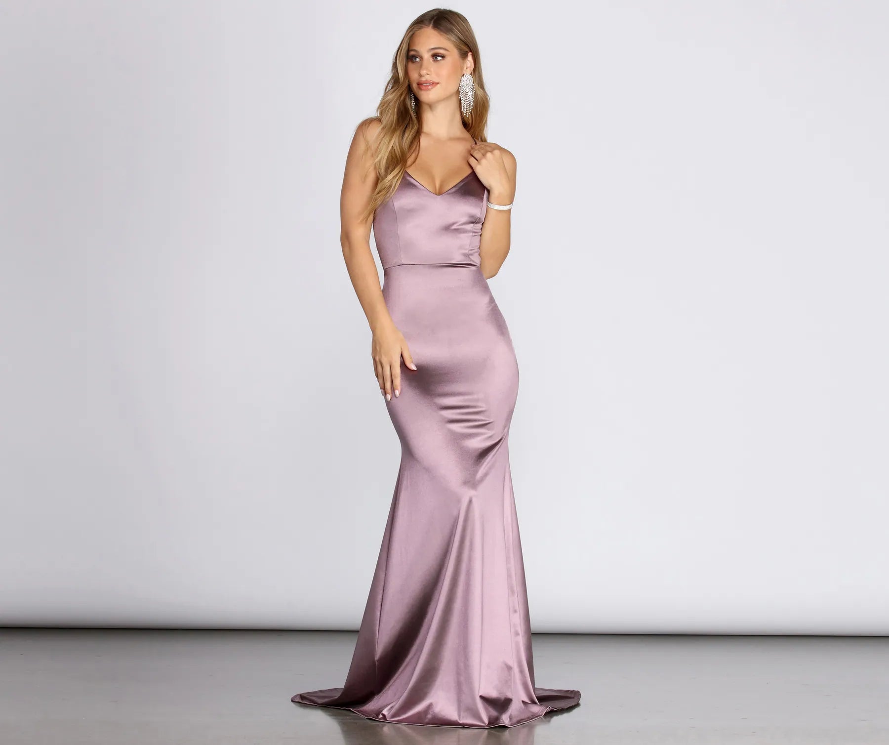 Nola Darling Satin Evening Gown - LAVENDER