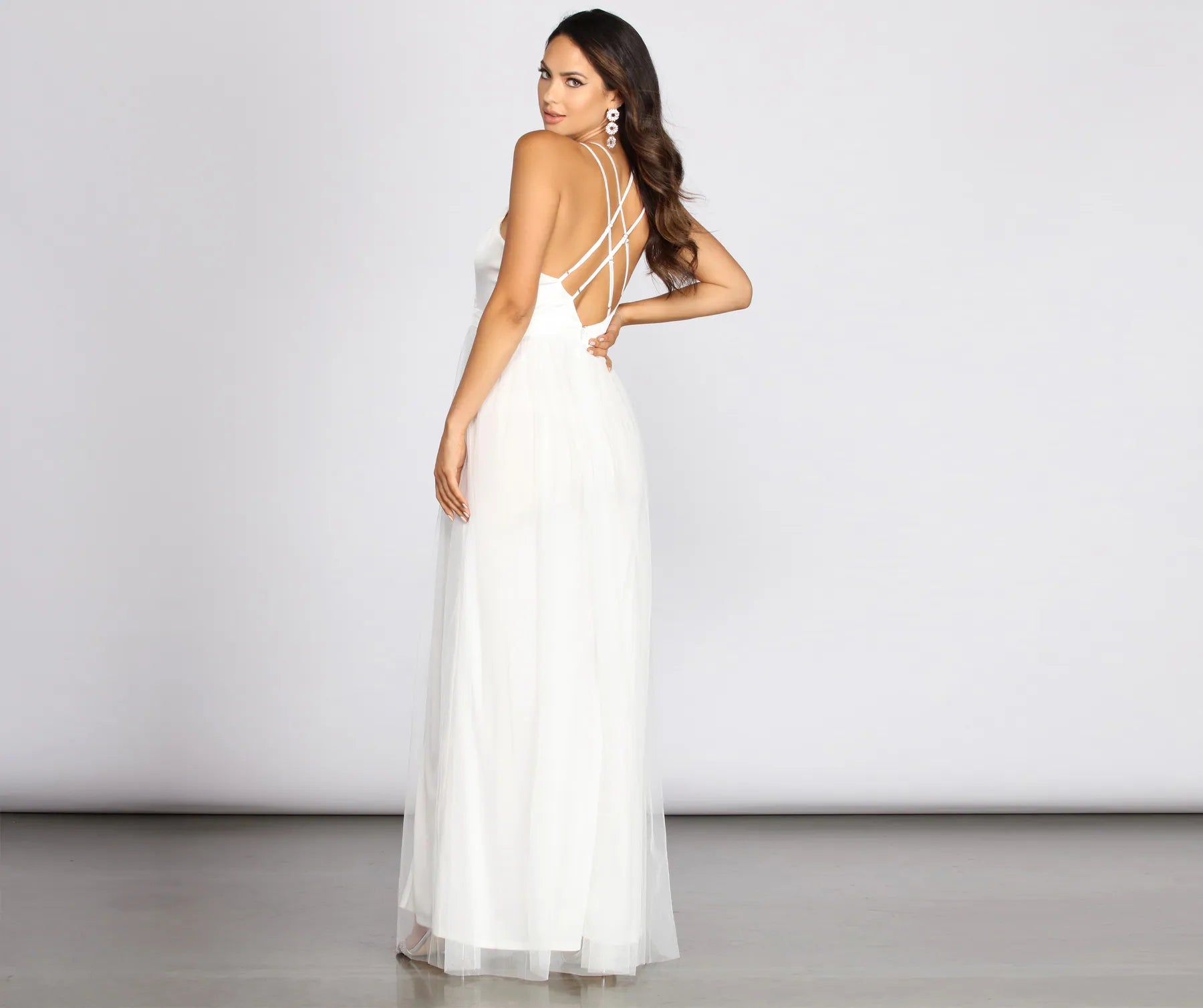 Haisley Formal Tulle And Satin Dress - IVORY