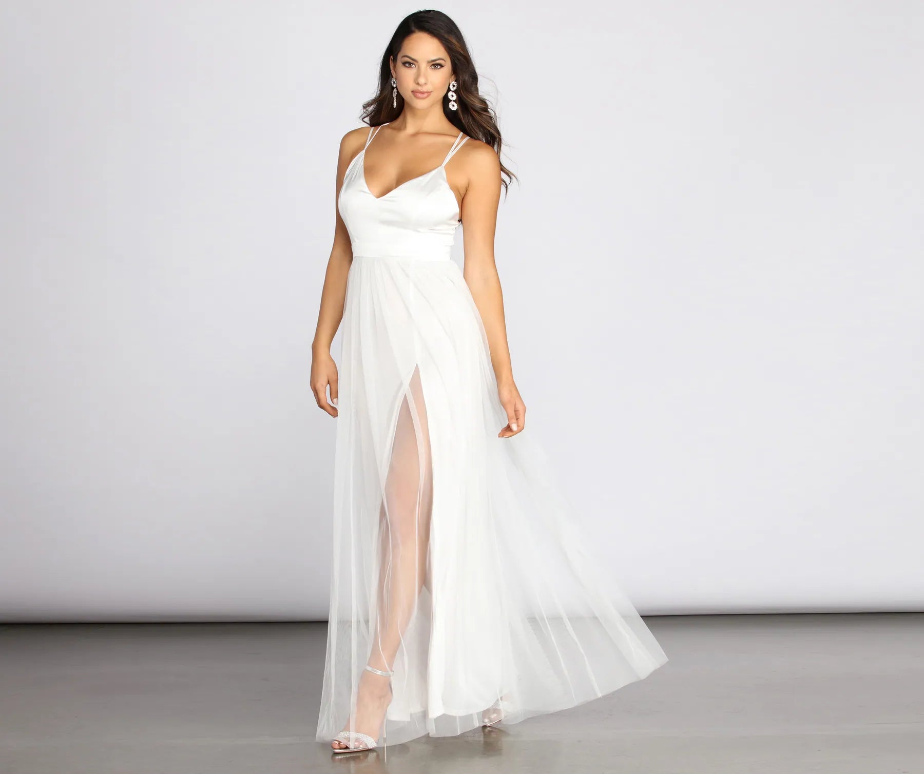 Haisley Formal Tulle And Satin Dress - IVORY