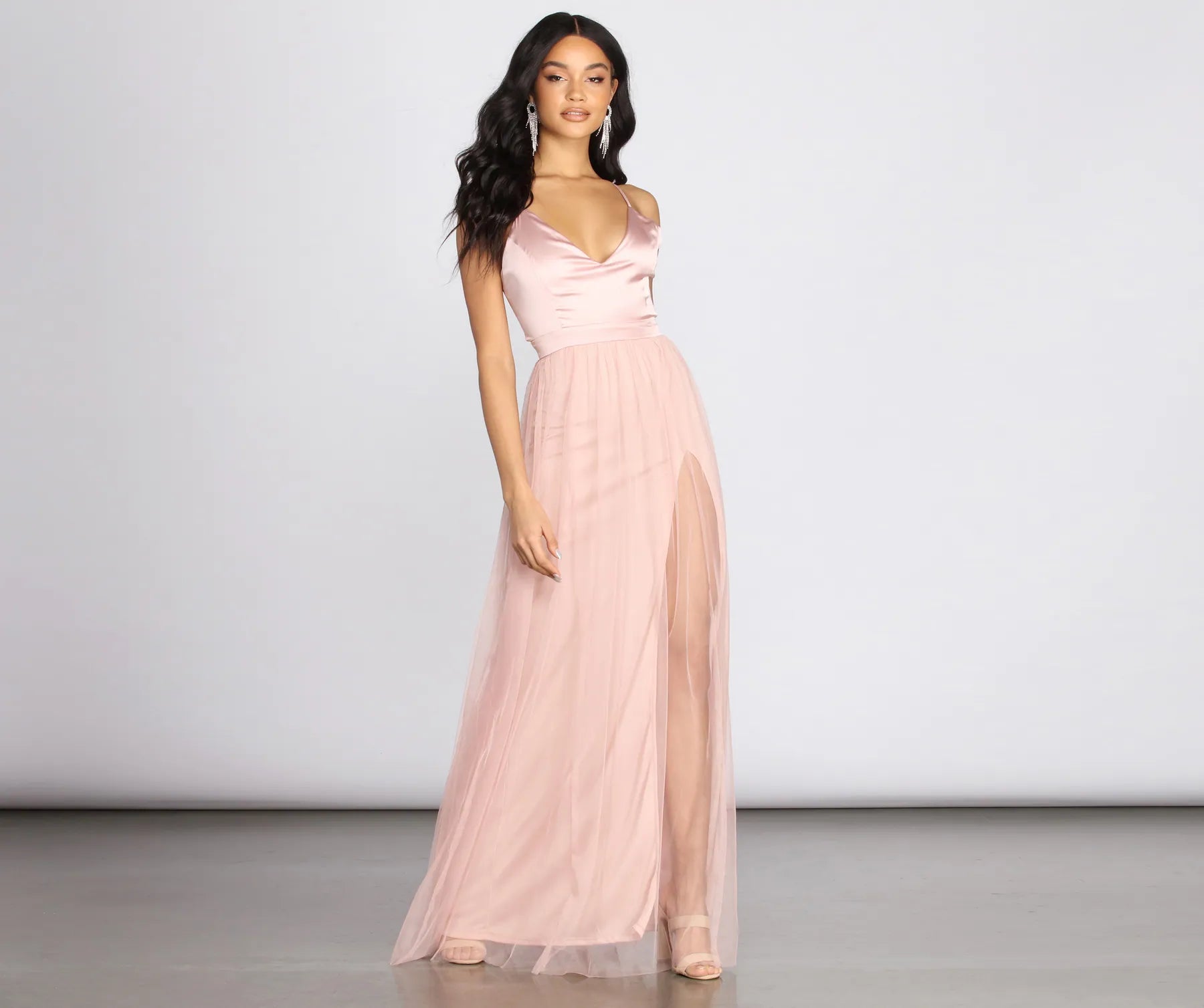 Haisley Formal Tulle And Satin Dress - MAUVE