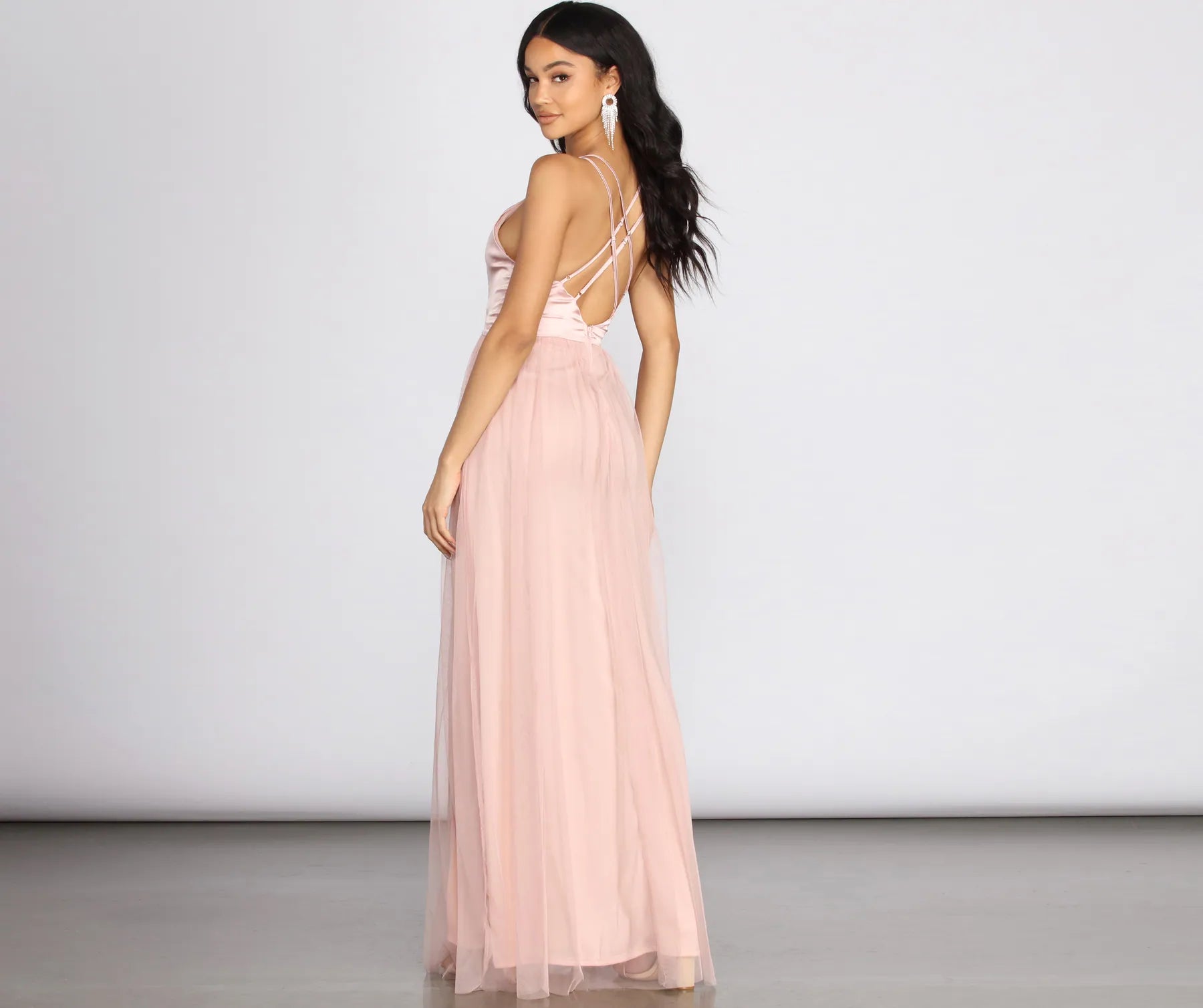 Haisley Formal Tulle And Satin Dress - MAUVE