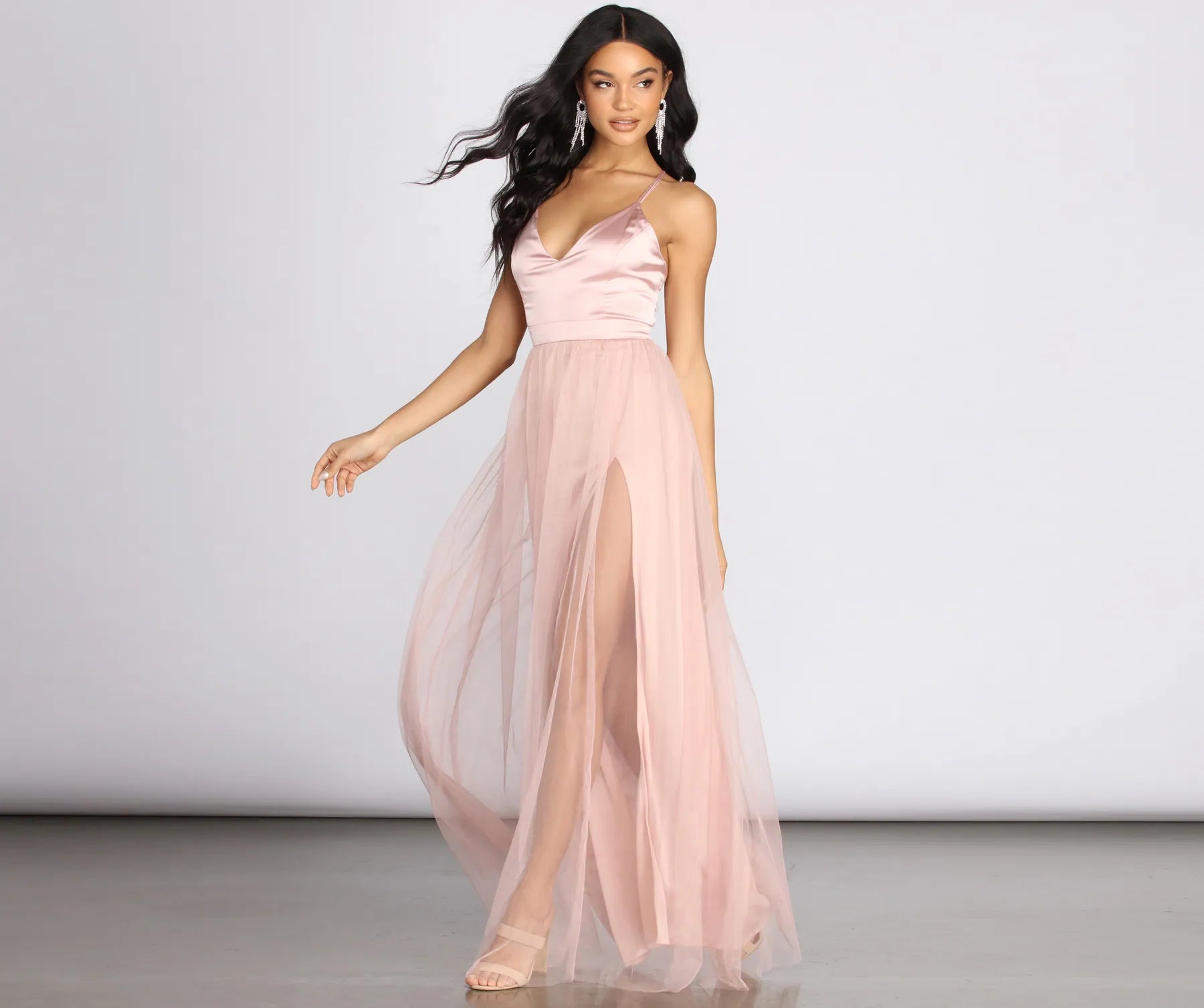 Haisley Formal Tulle And Satin Dress - MAUVE