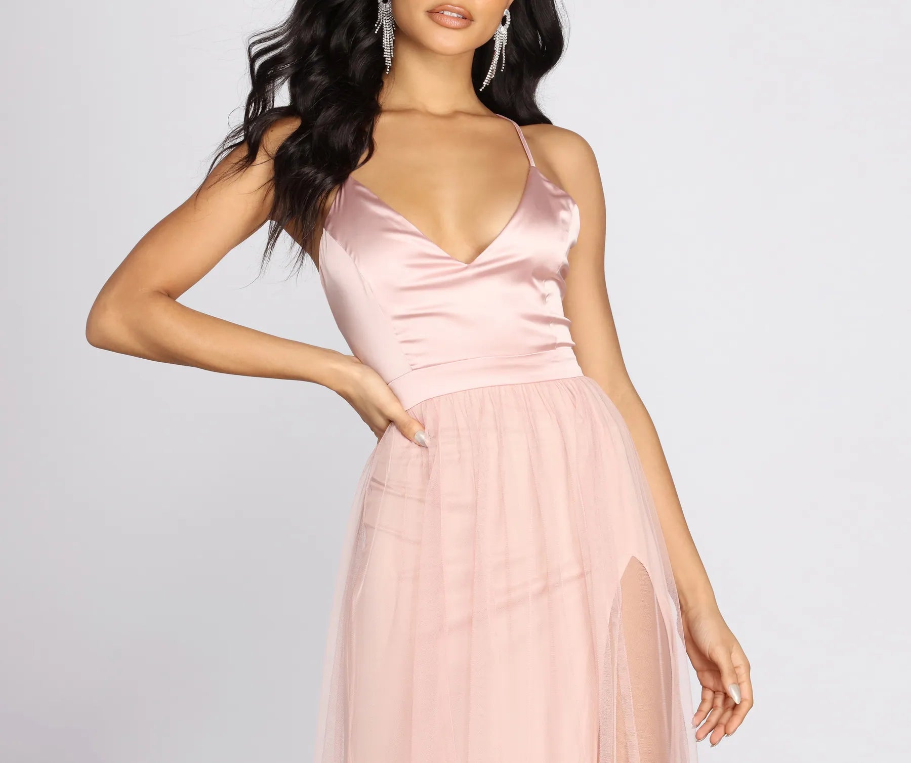Haisley Formal Tulle And Satin Dress - MAUVE