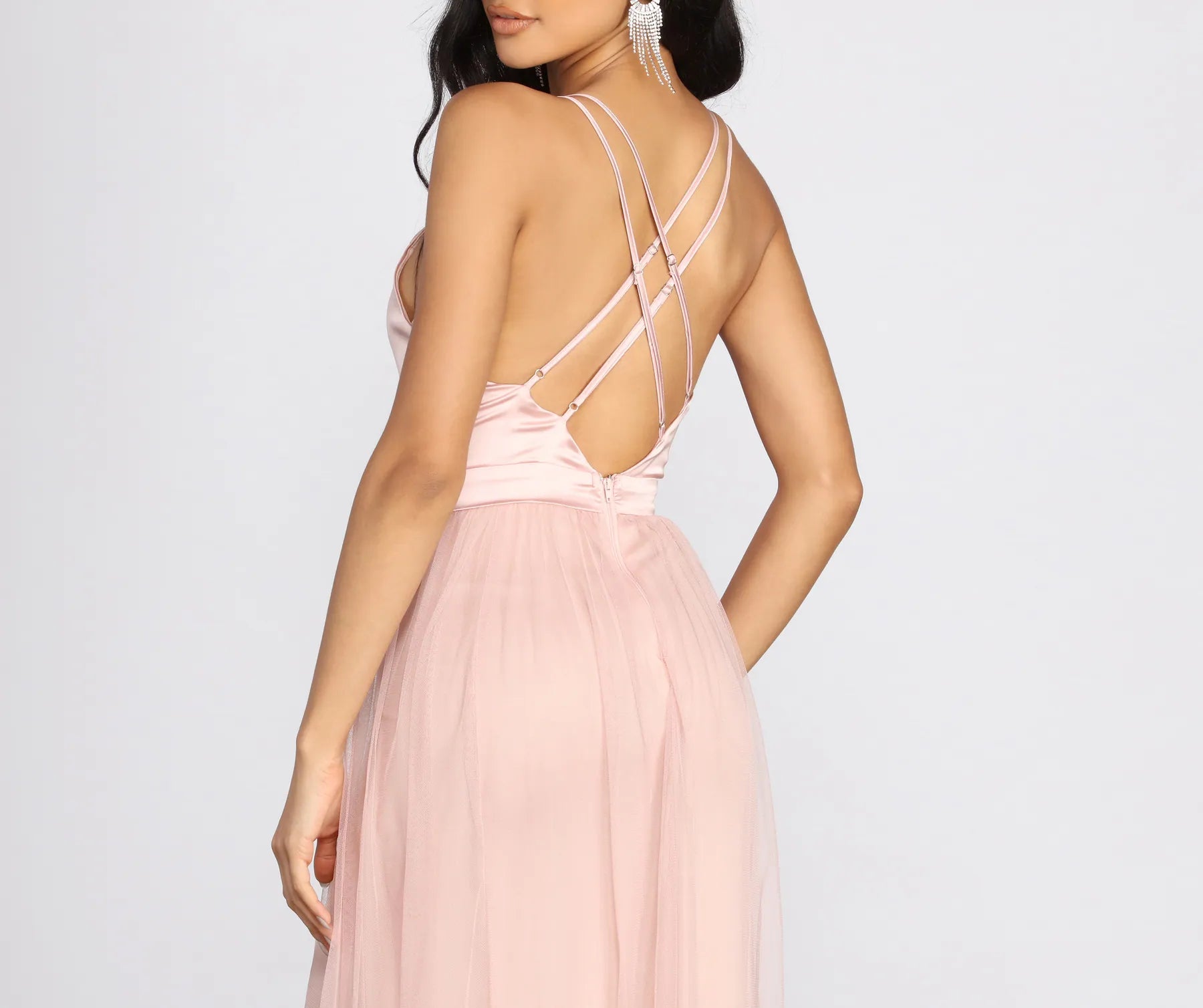 Haisley Formal Tulle And Satin Dress - MAUVE