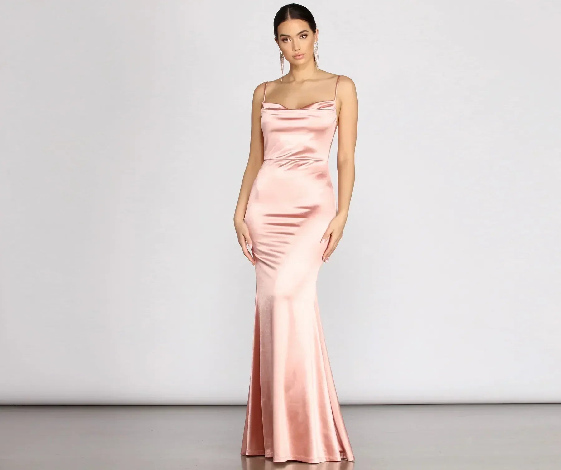 Nahla Formal Satin Mermaid Dress - PINK
