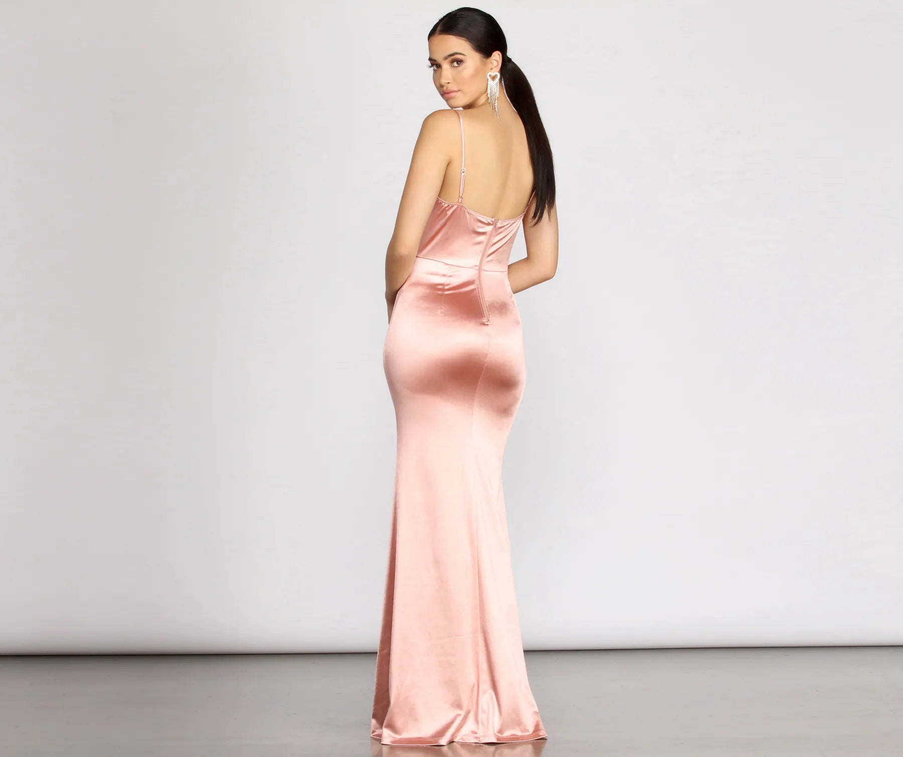 Nahla Formal Satin Mermaid Dress - PINK