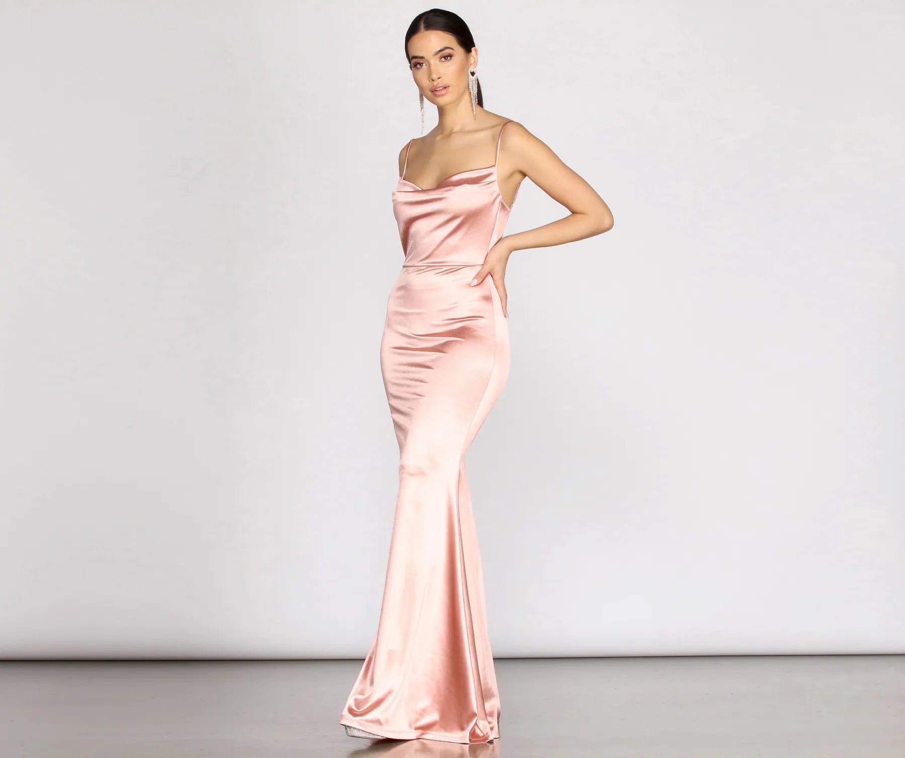 Nahla Formal Satin Mermaid Dress - PINK