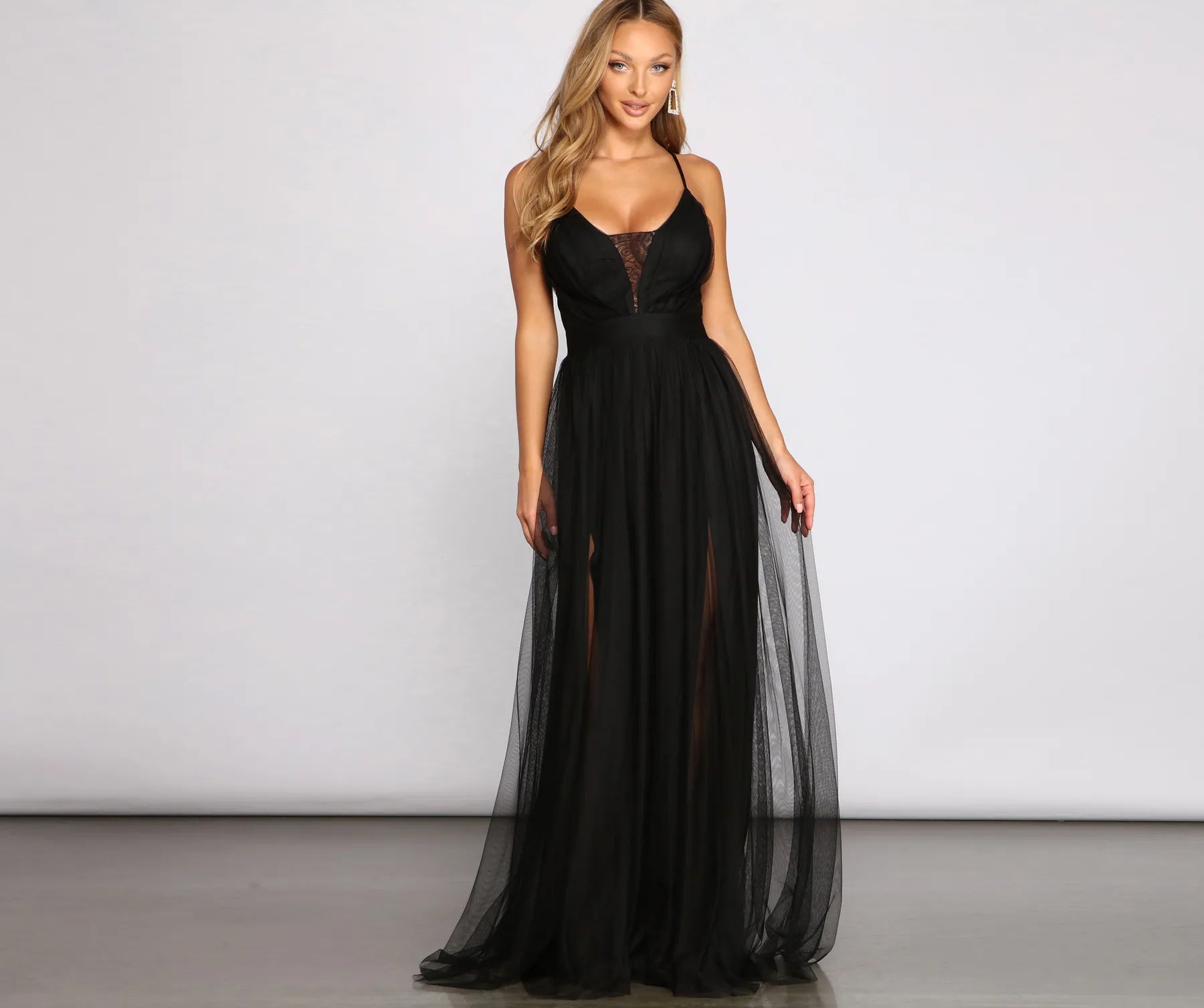 Maxine A-Line Tulle Dress - BLACK