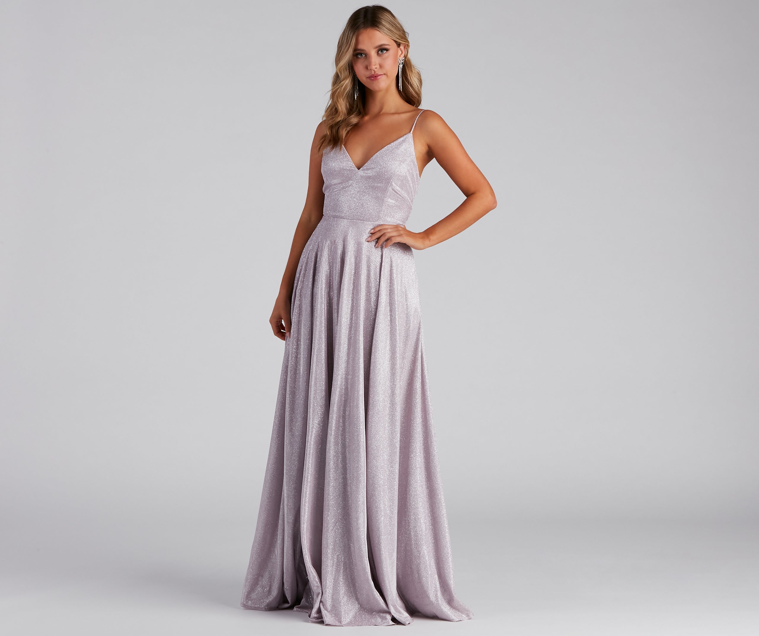 Kimora Formal Woven Glitter A-Line Dress - PINK