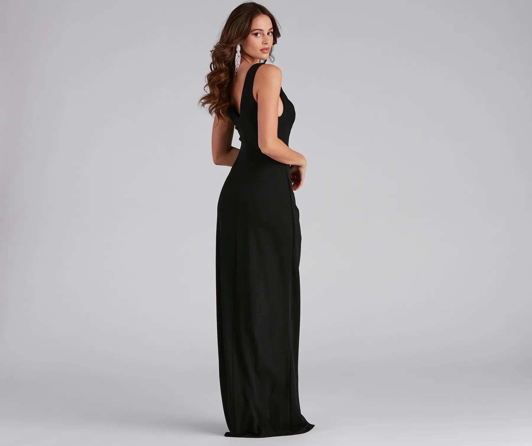 Viv Formal Crepe Wrap Dress - BLACK