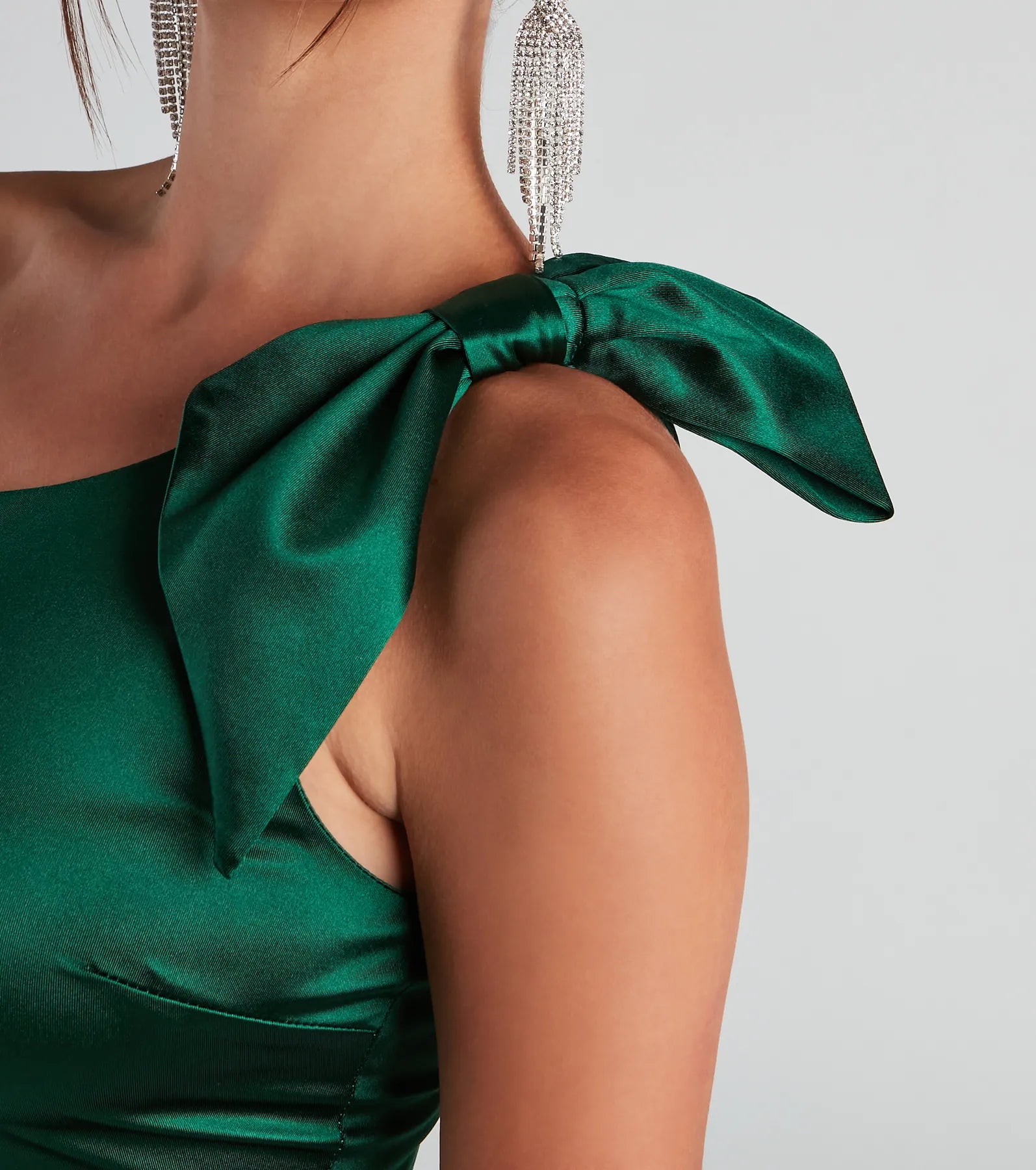 Delana Formal One-Shoulder Satin Dress - HUNTER