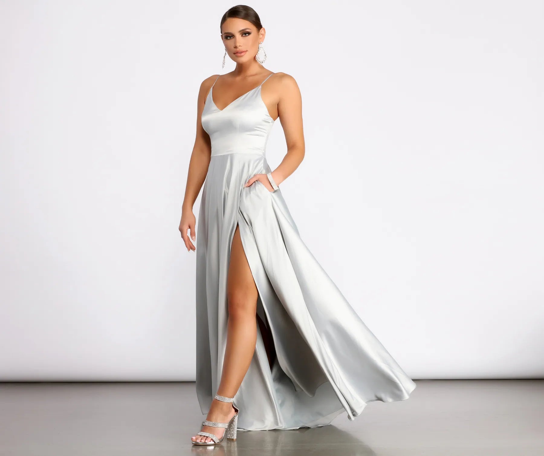Juliet Formal High Slit Dress 2 - GRAY