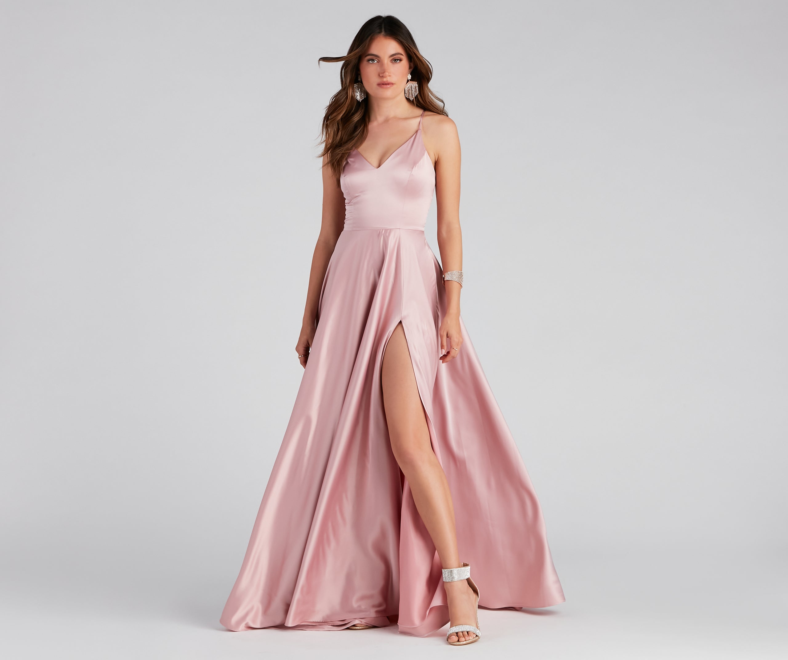 Juliet Formal High Slit Dress - BLUSH