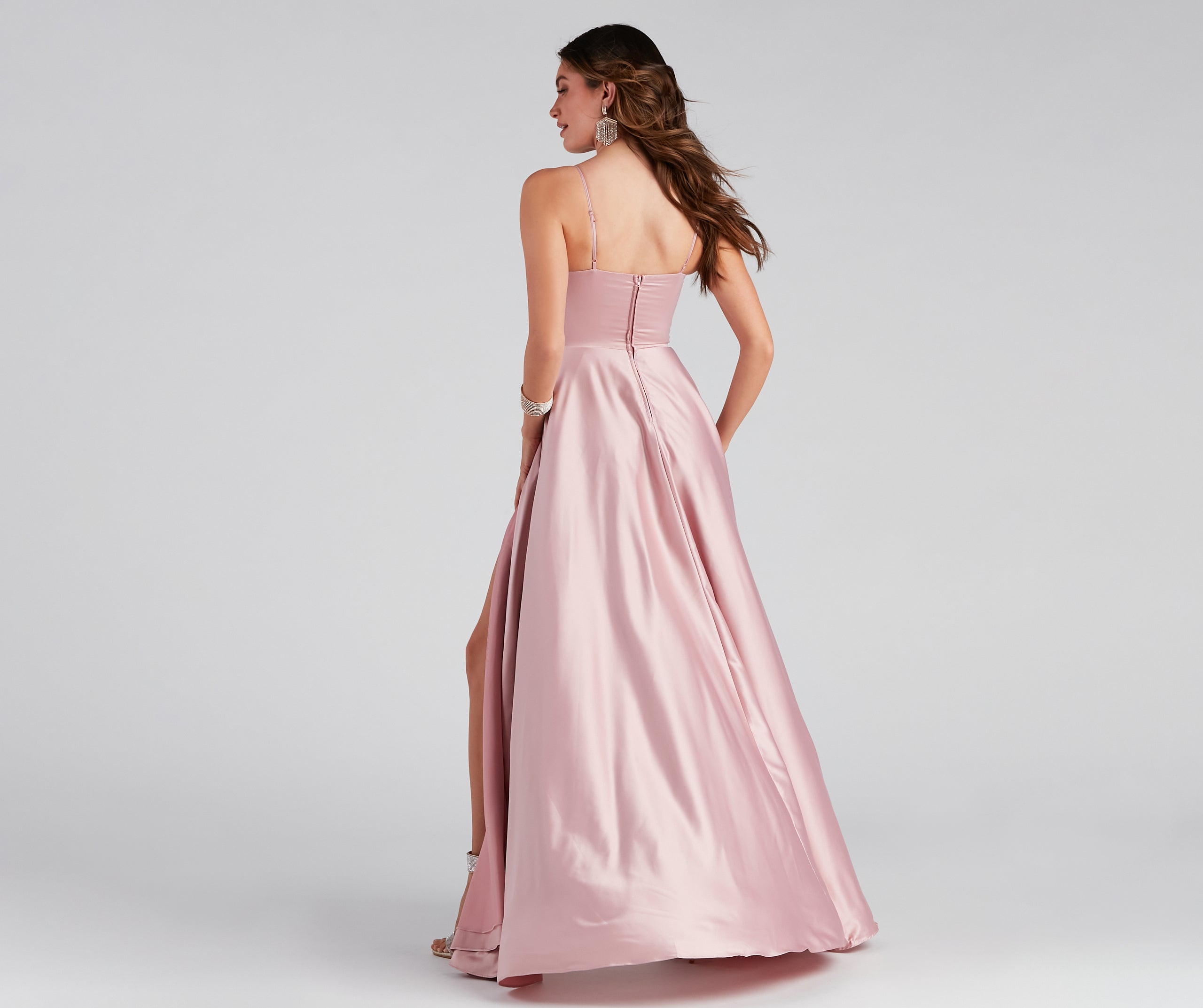 Juliet Formal High Slit Dress - BLUSH