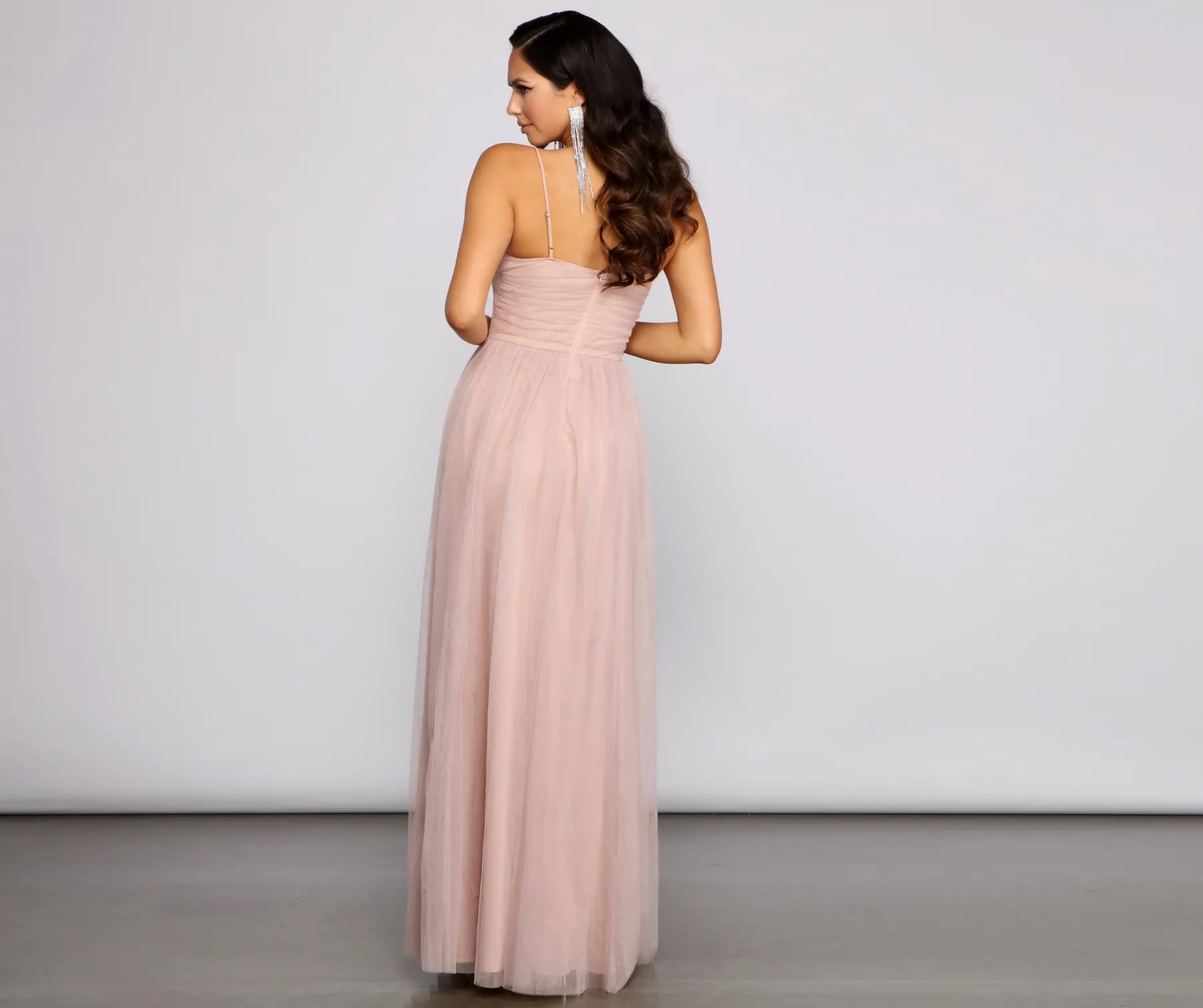 Estelle Formal High Slit A-Line Dress - TAUPE