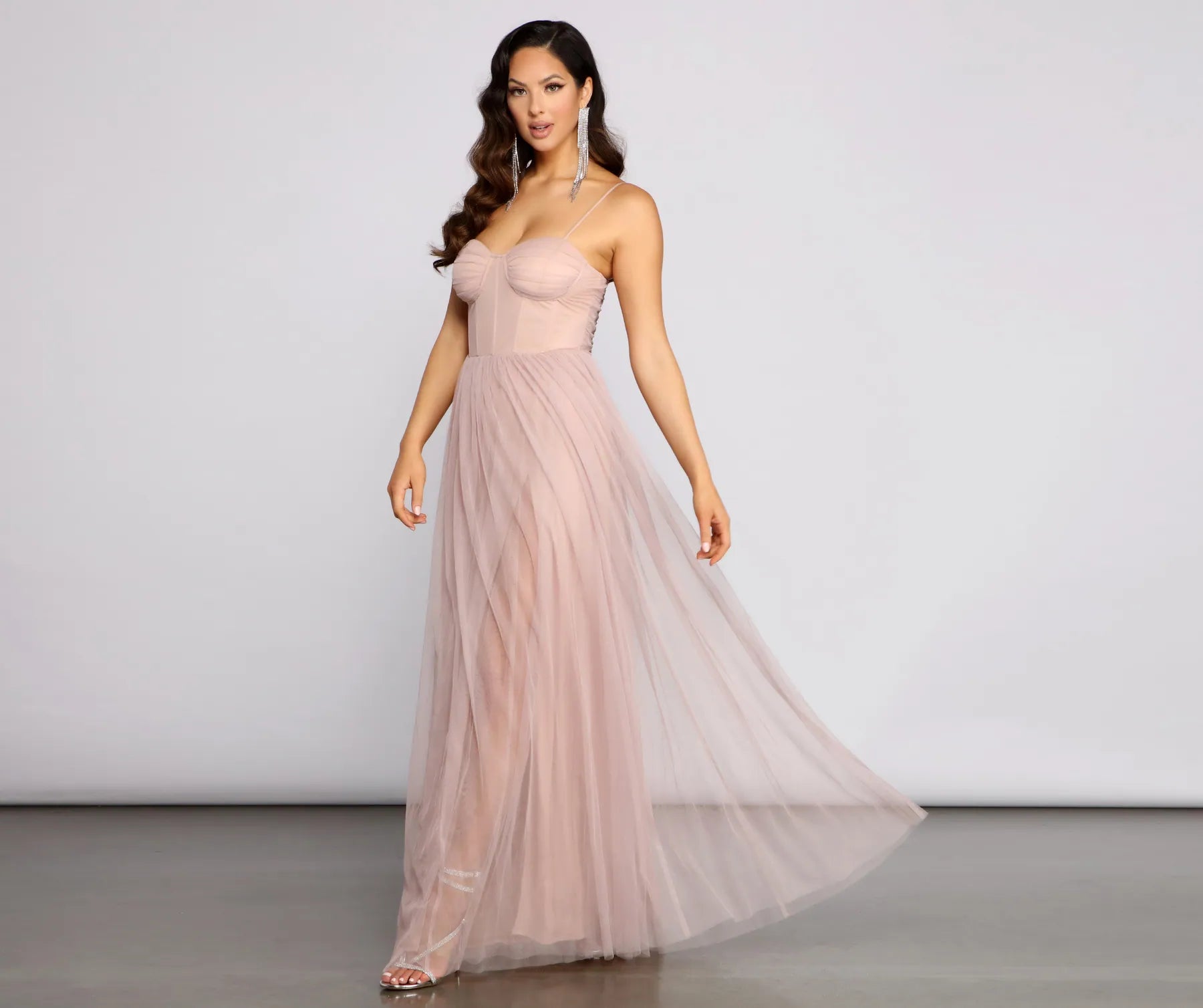 Estelle Formal High Slit A-Line Dress - TAUPE