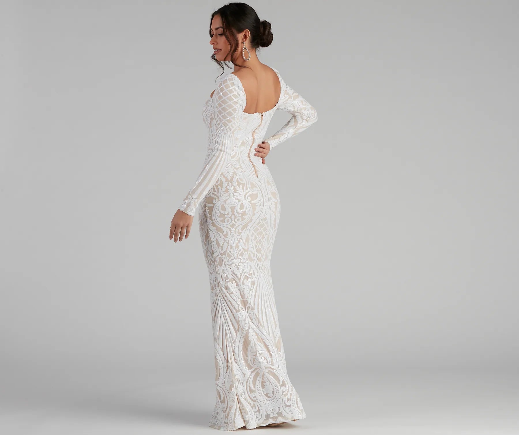 Yesenia Formal Sequin Mermaid Dress - WHITE
