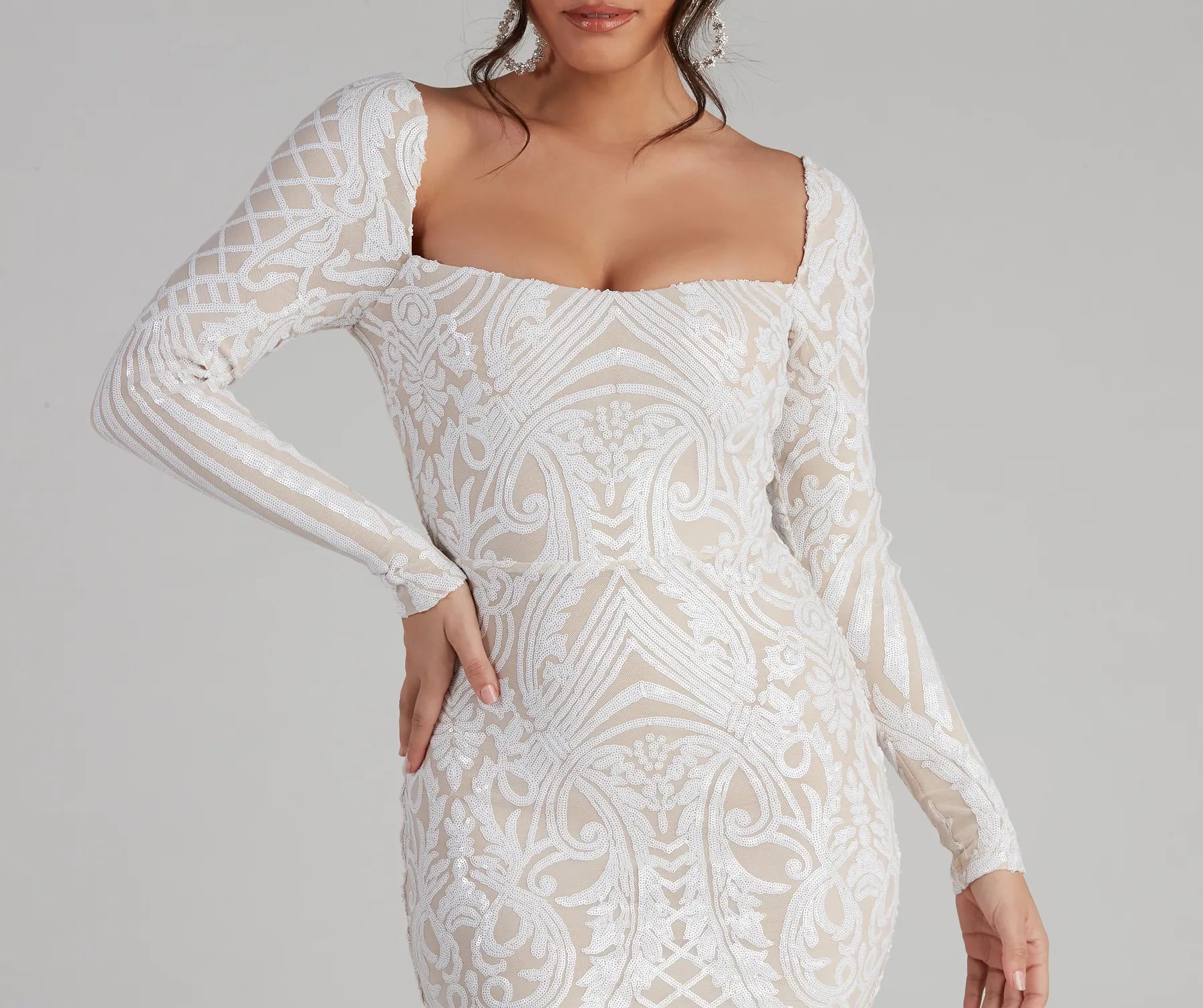 Yesenia Formal Sequin Mermaid Dress - WHITE