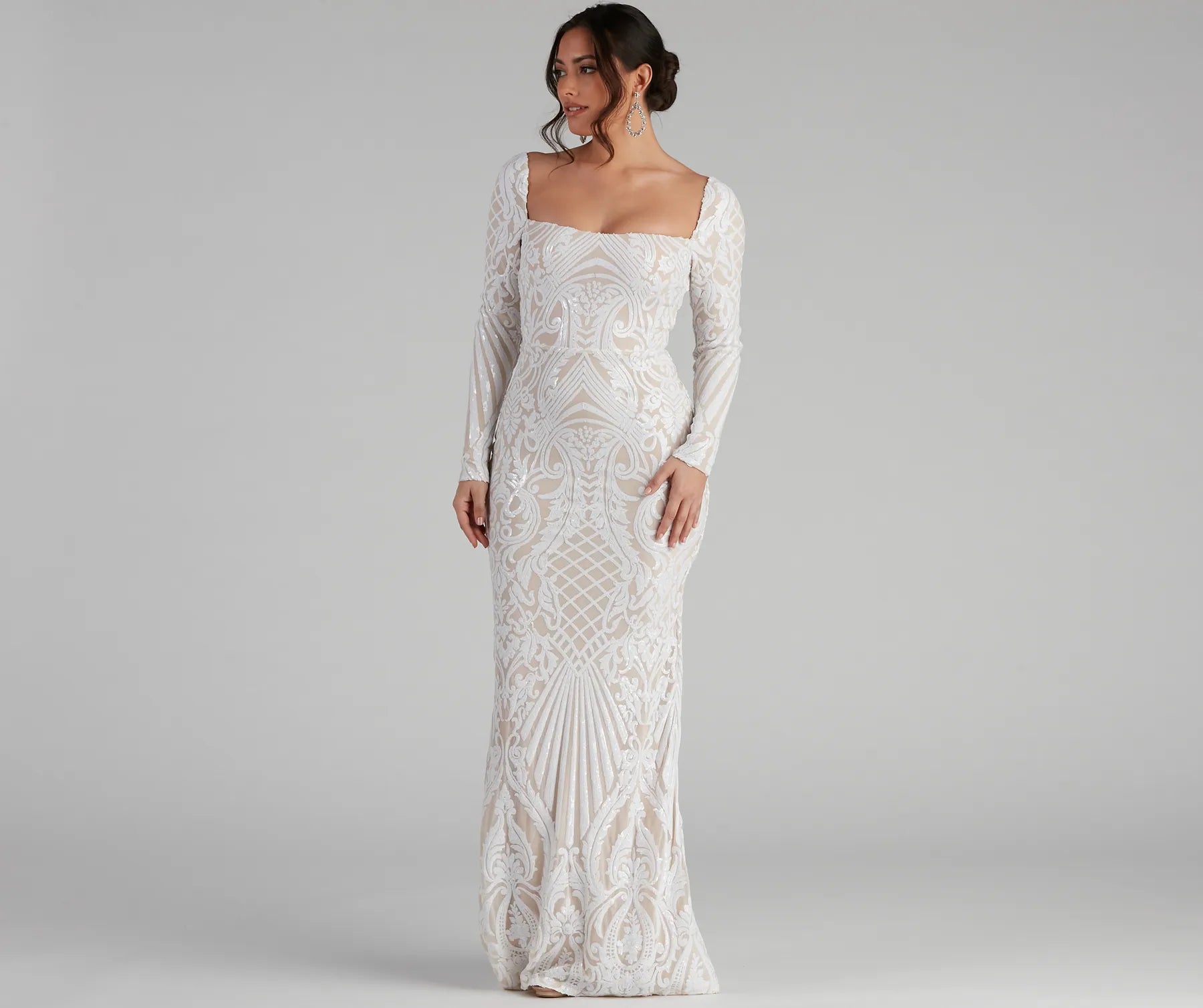 Yesenia Formal Sequin Mermaid Dress - WHITE