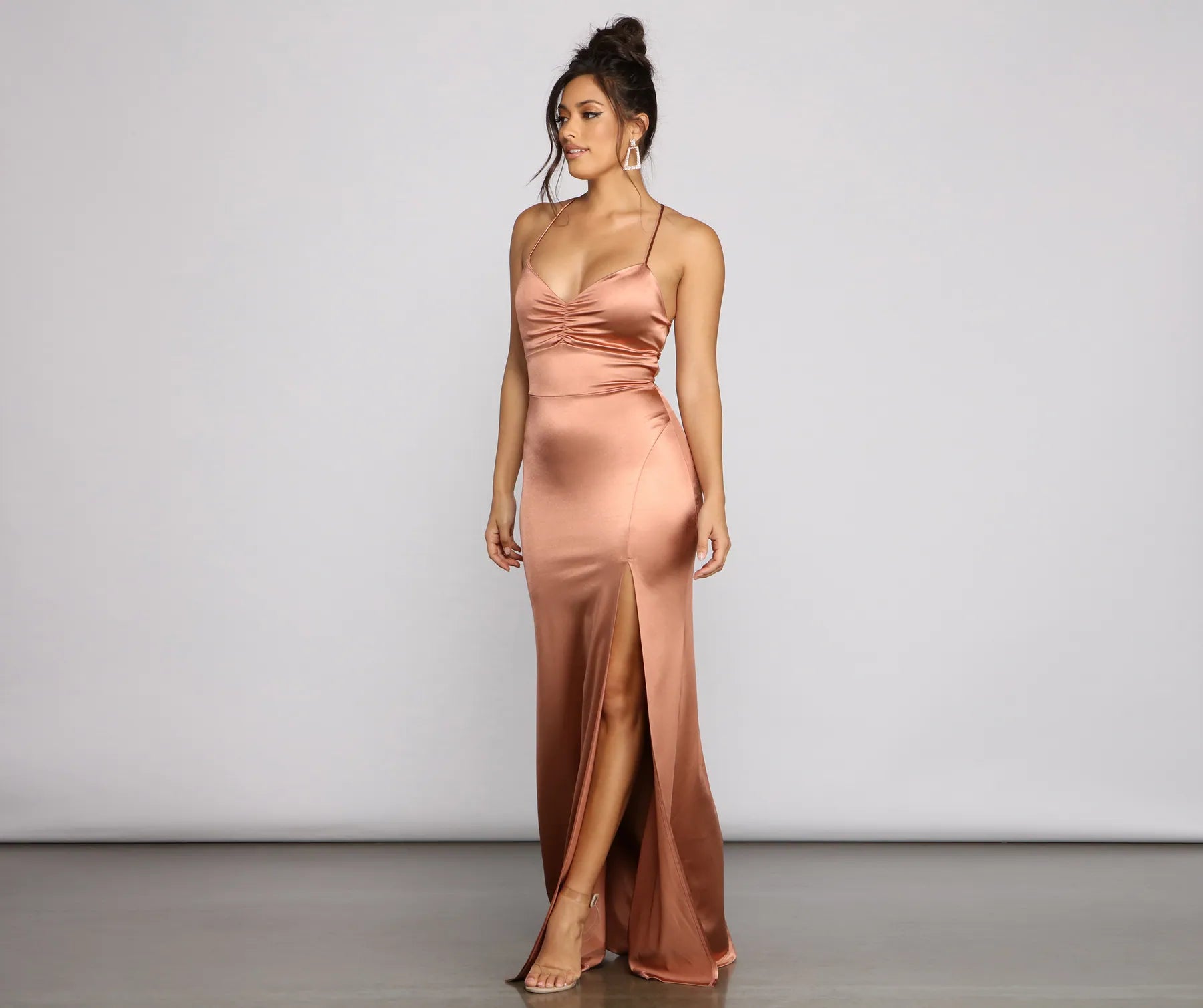 Yara Formal Lace-Up Mermaid Dress - ROSE GOLD