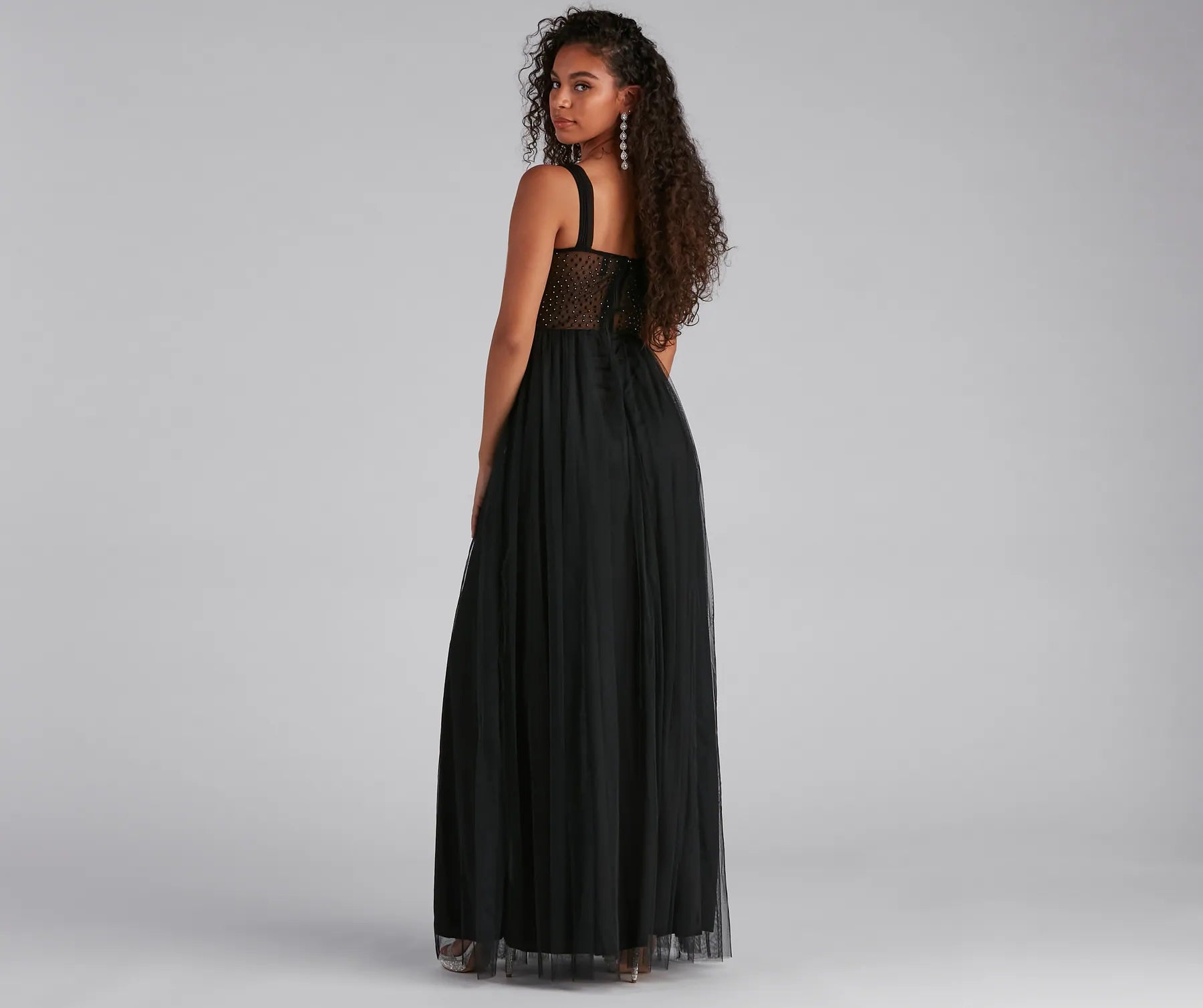 Kirsten Formal Heatstone A-Line Dress - BLACK