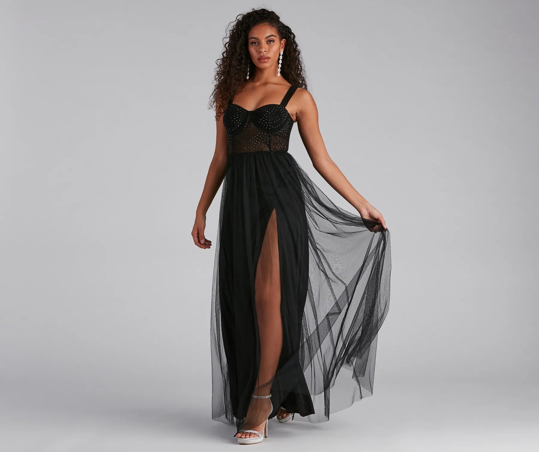 Kirsten Formal Heatstone A-Line Dress - BLACK