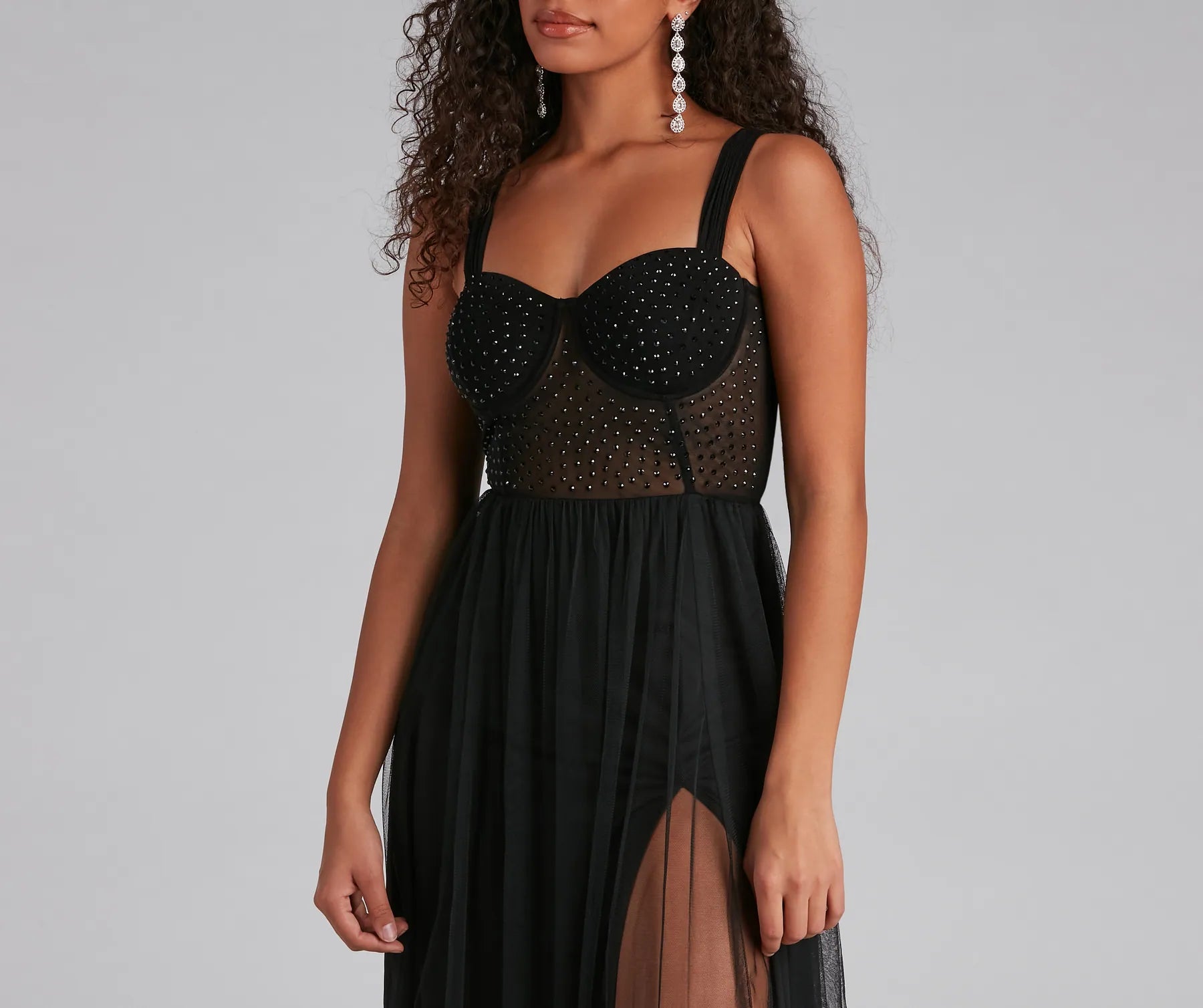 Kirsten Formal Heatstone A-Line Dress - BLACK