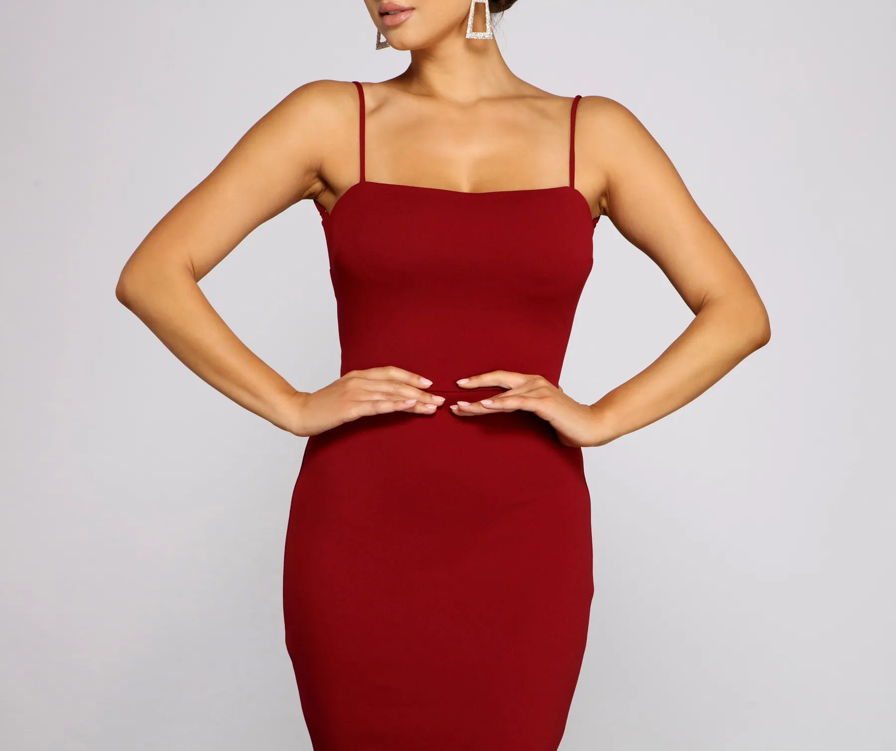 Mikayla Formal Backless Mermaid Dress - BURGUNDY