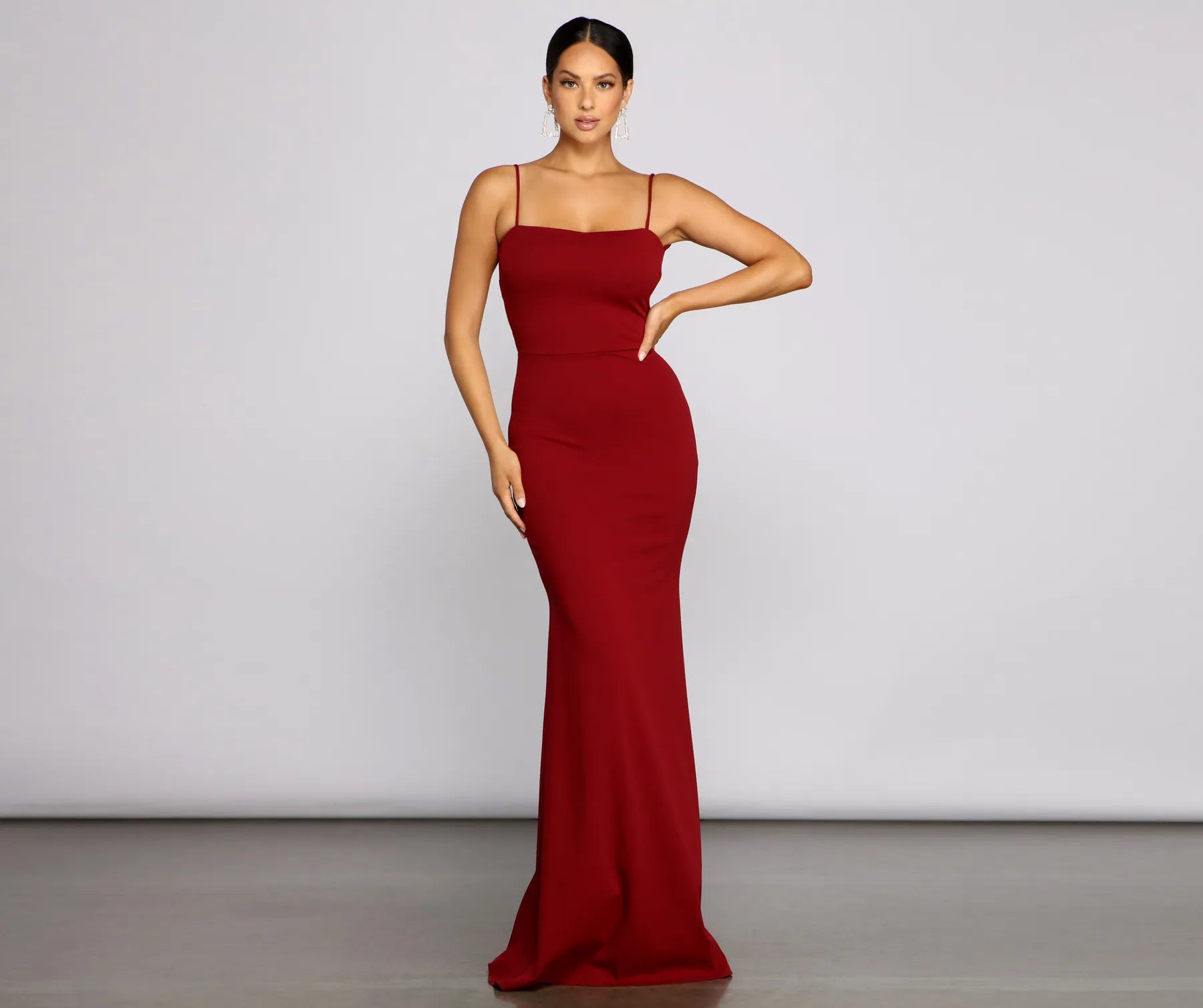 Mikayla Formal Backless Mermaid Dress - BURGUNDY