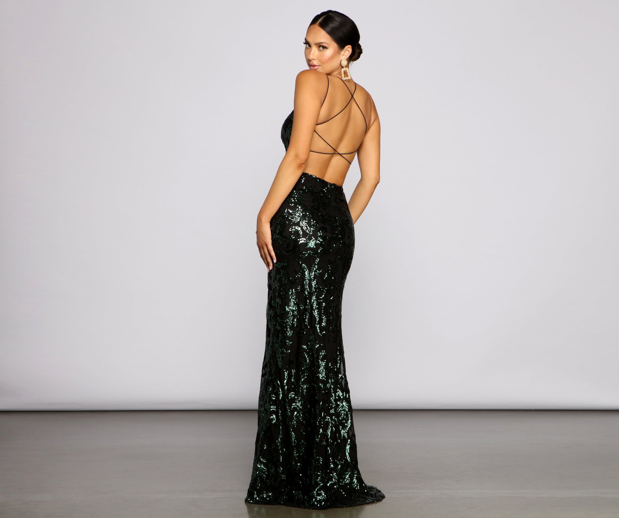 Lila Formal Open-Back Sequin Mermaid Dress - HUNTER