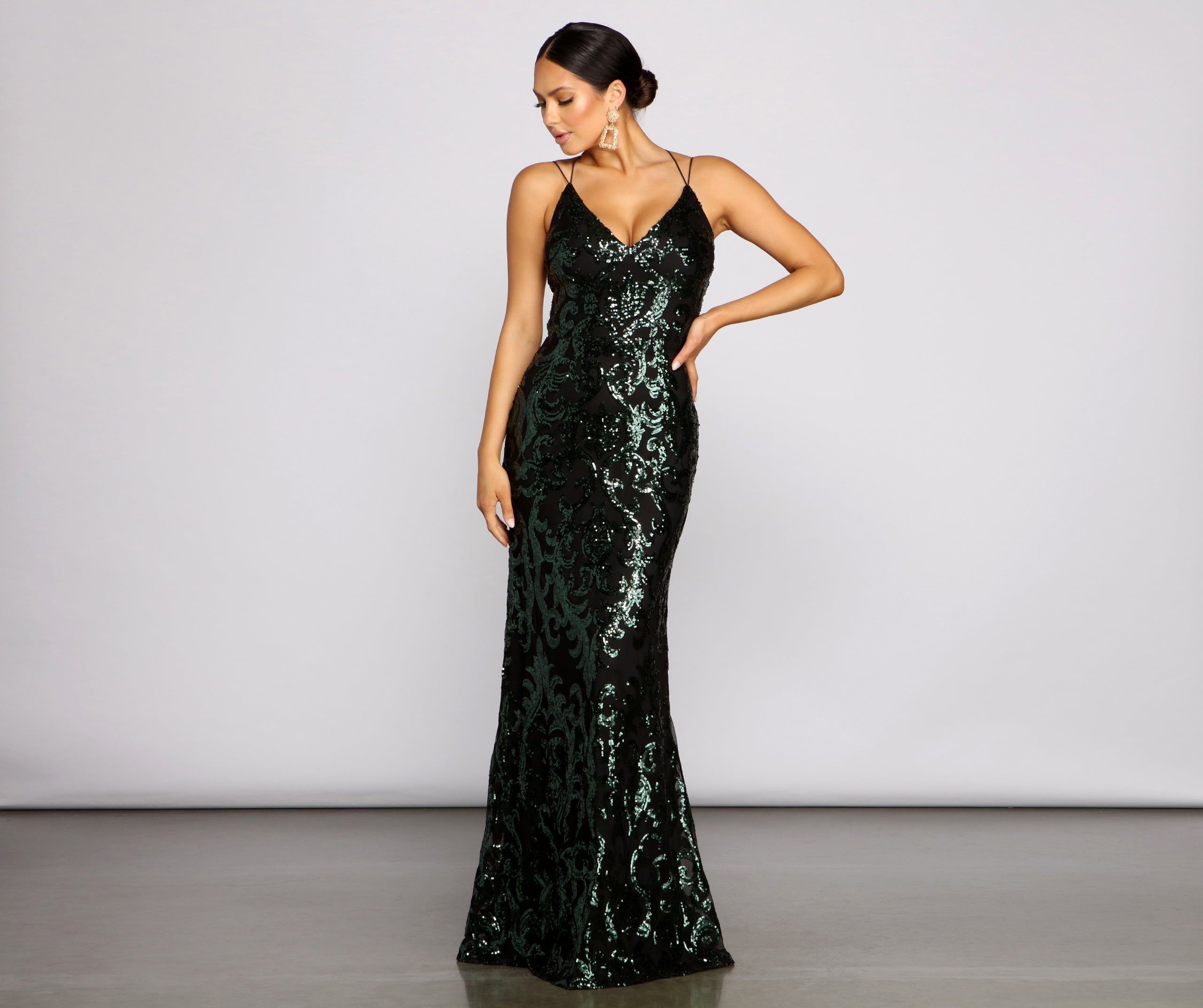 Lila Formal Open-Back Sequin Mermaid Dress - HUNTER
