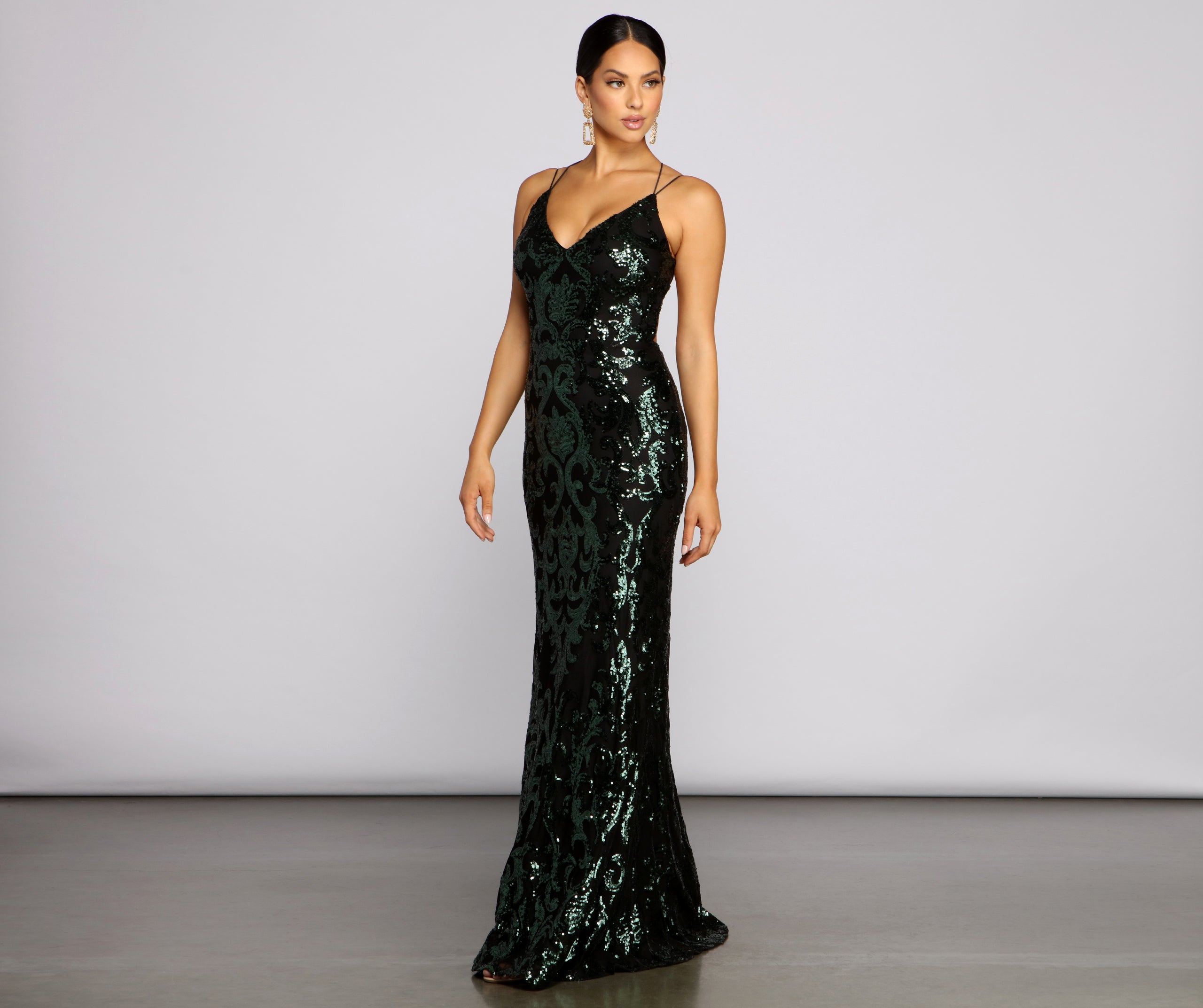 Lila Formal Open-Back Sequin Mermaid Dress - HUNTER