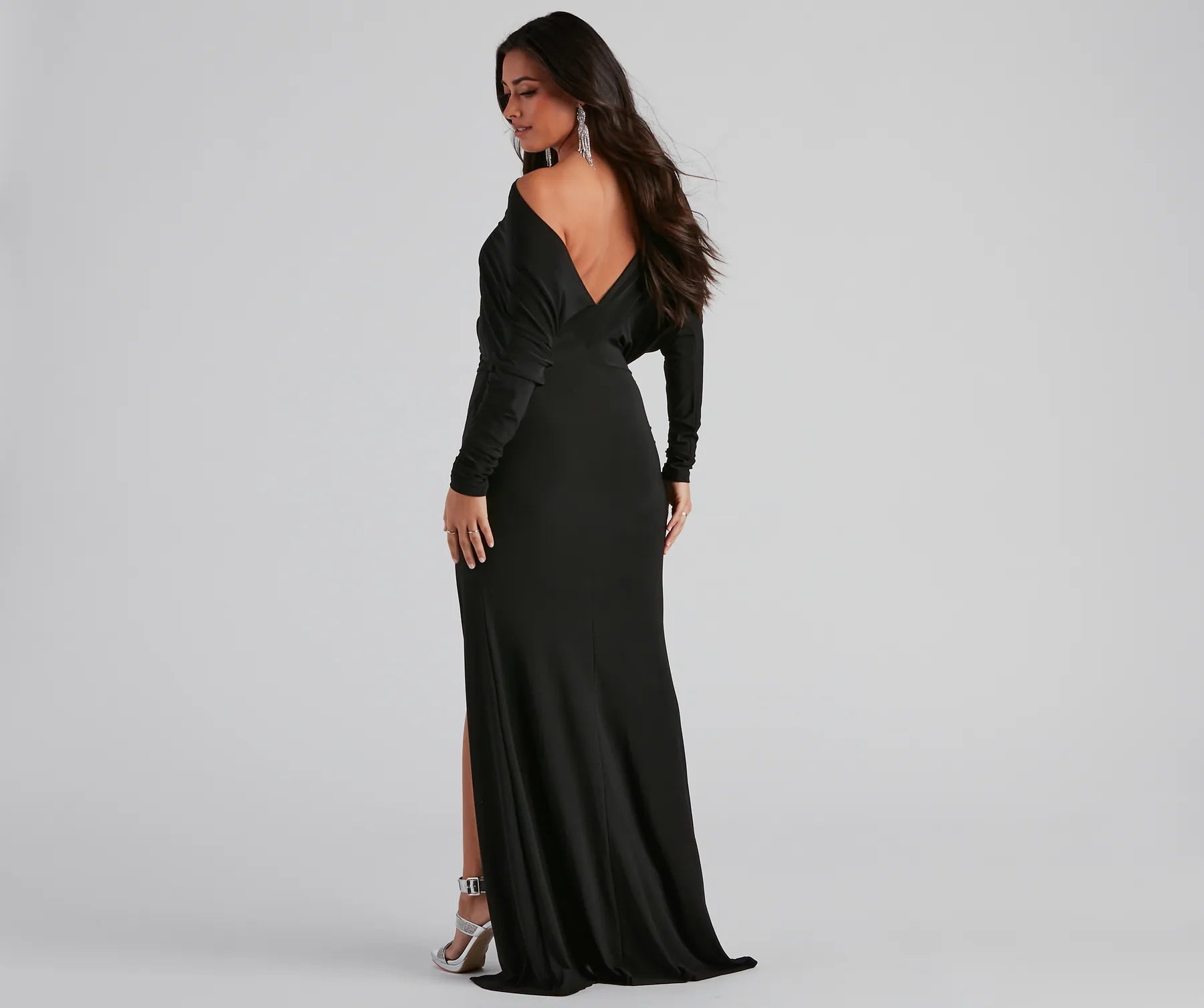 Londyn Formal High Slit Convertible Dress - BLACK