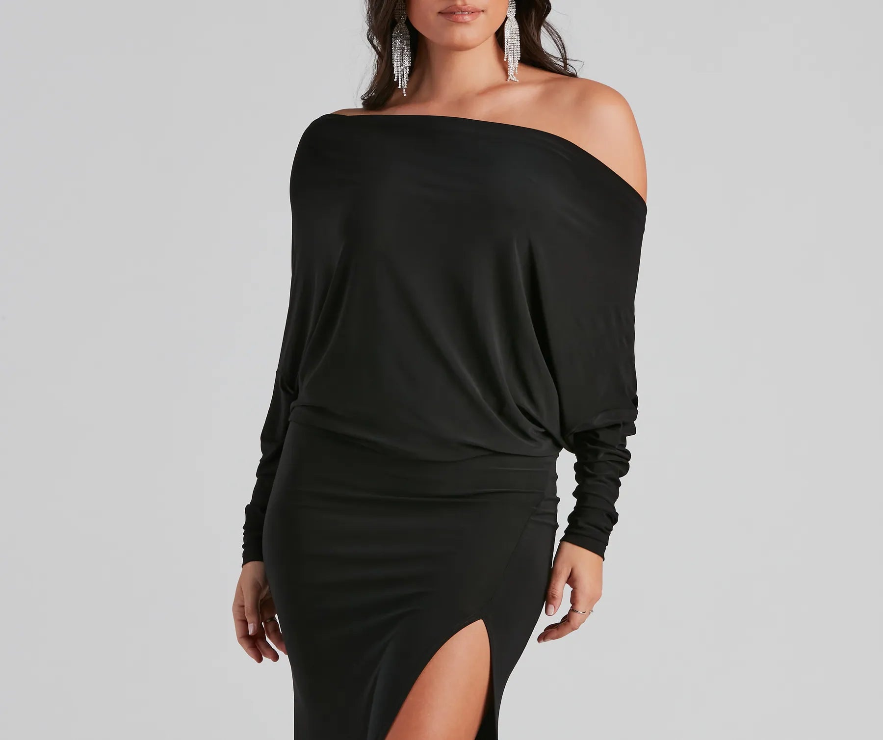 Londyn Formal High Slit Convertible Dress - BLACK