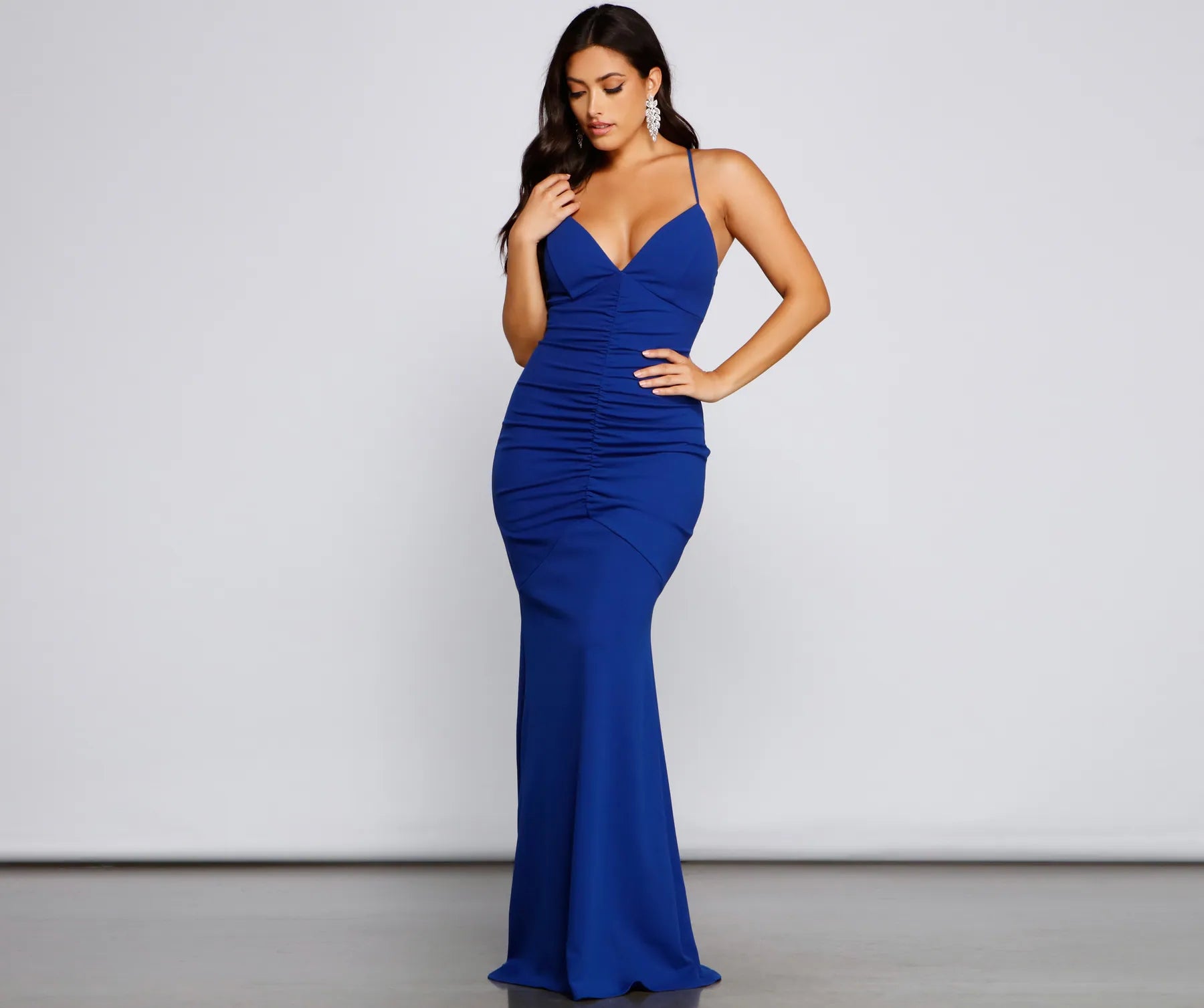 Bianca Ruched Mermaid Formal Dress - ROYAL