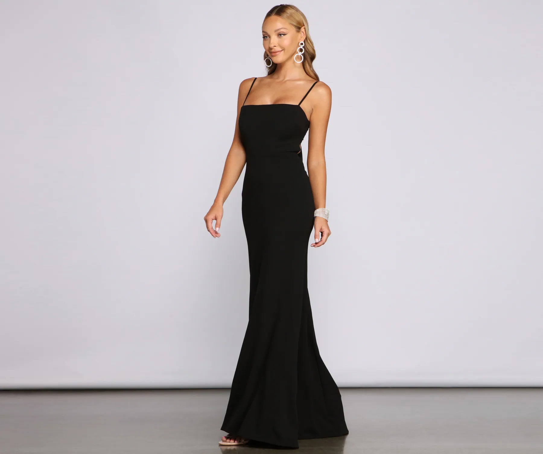 Bette Formal Open Back Crepe Dress - BLACK