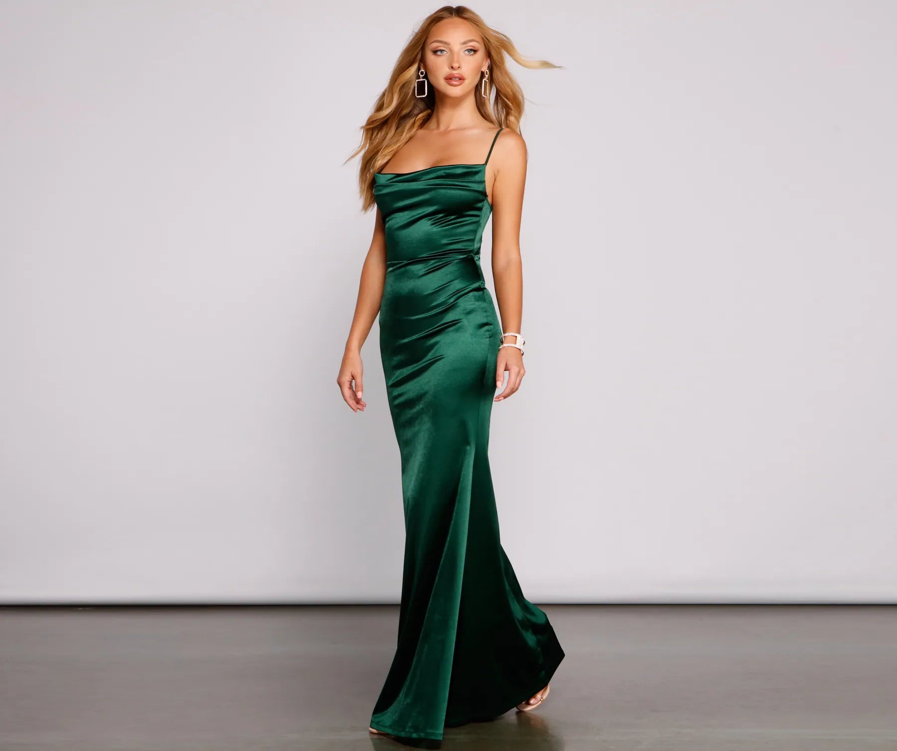 Nahla Formal Satin Mermaid Dress - HUNTER