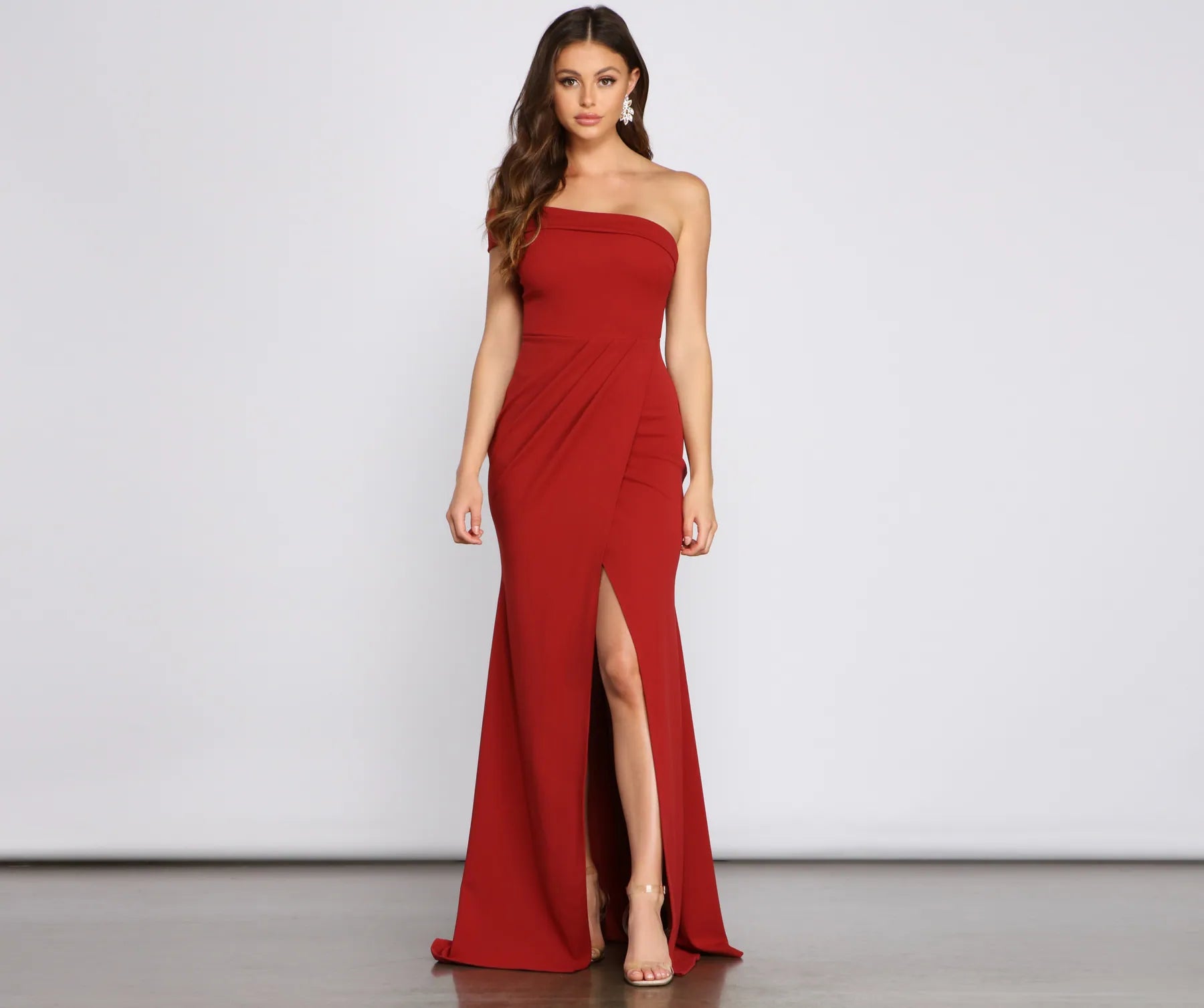 Susana Asymmetric Off-Shoulder Mermaid Dress - RED