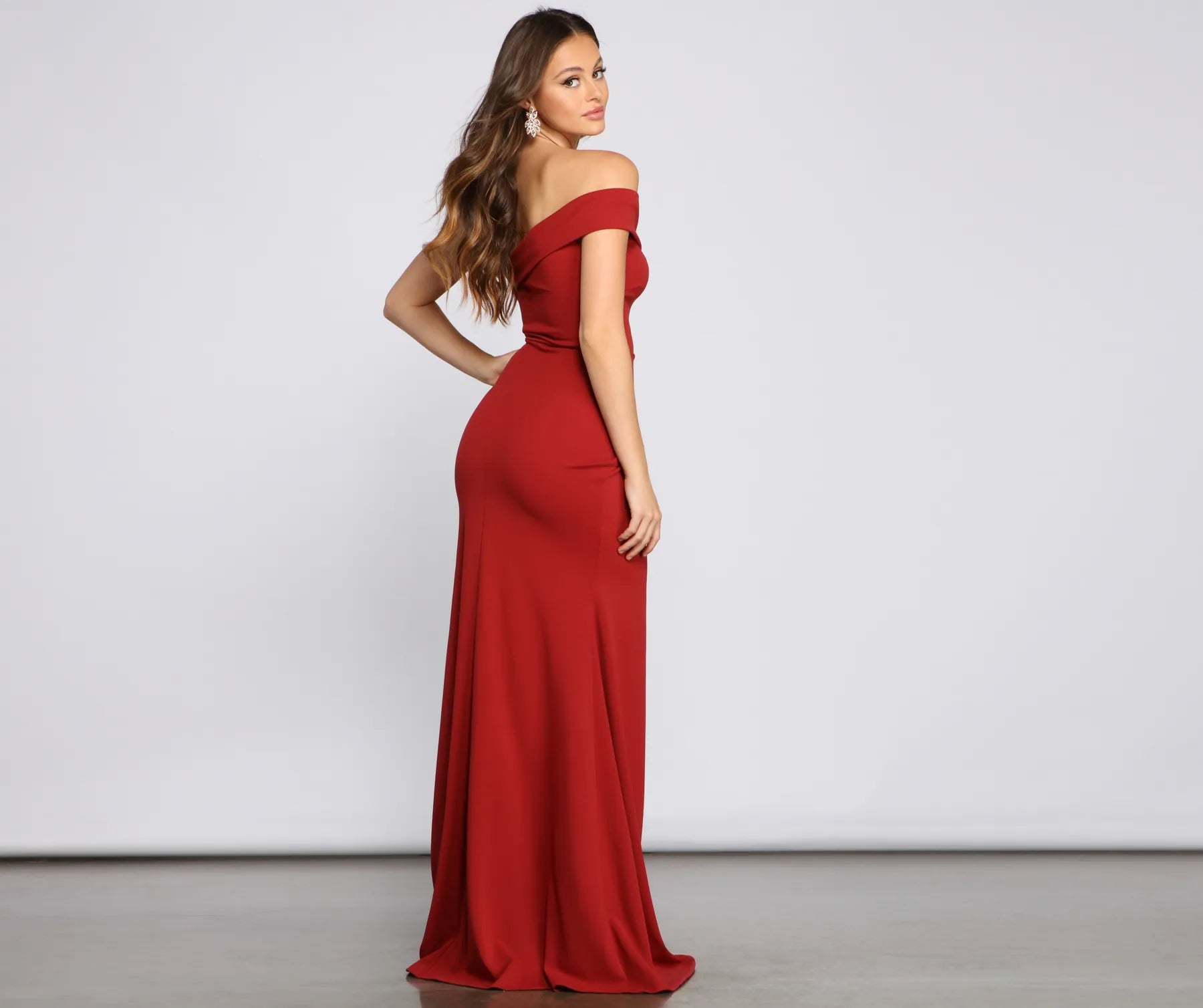 Susana Asymmetric Off-Shoulder Mermaid Dress - RED