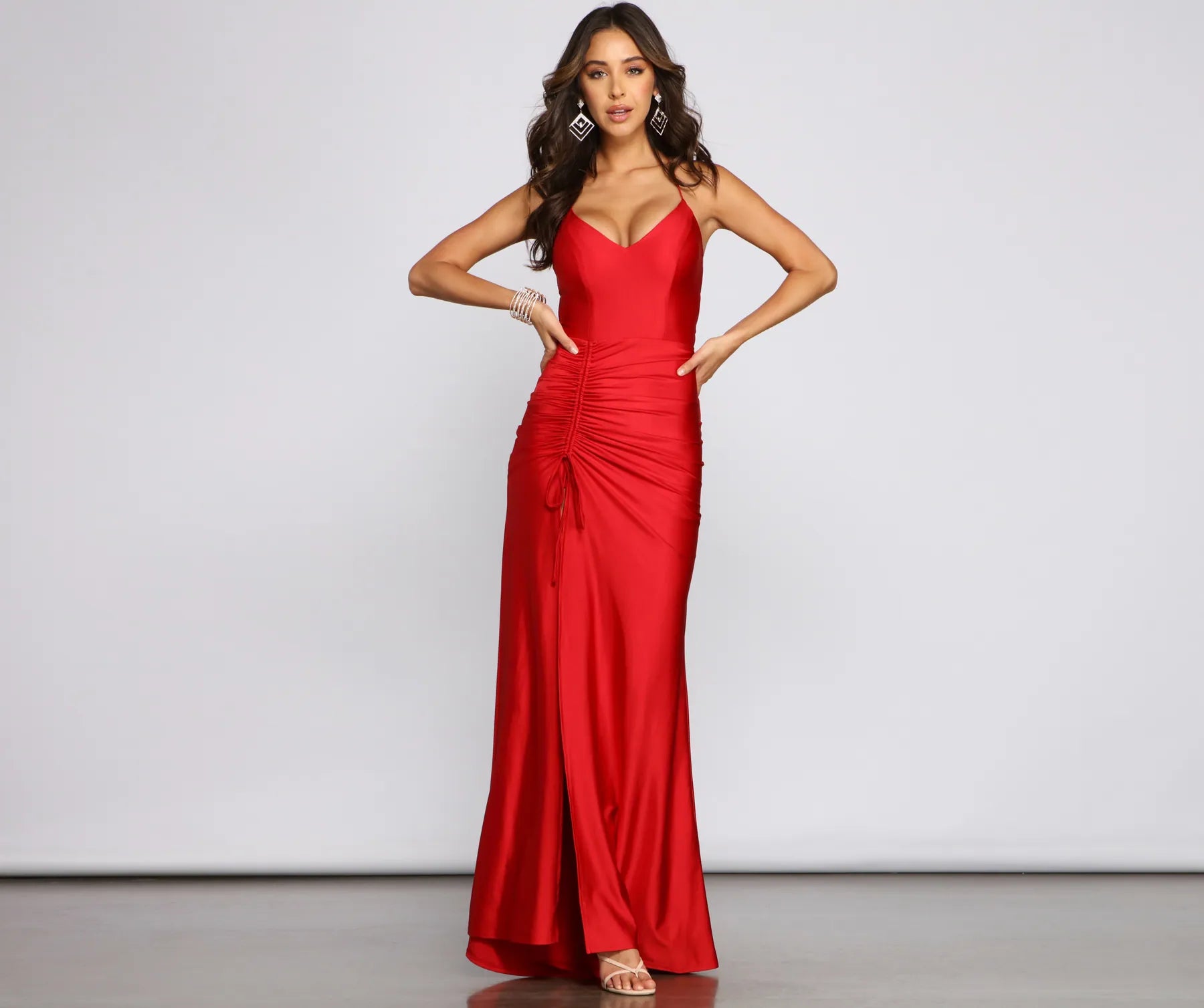 Whitney Formal High-Slit Mermaid Dress - RED